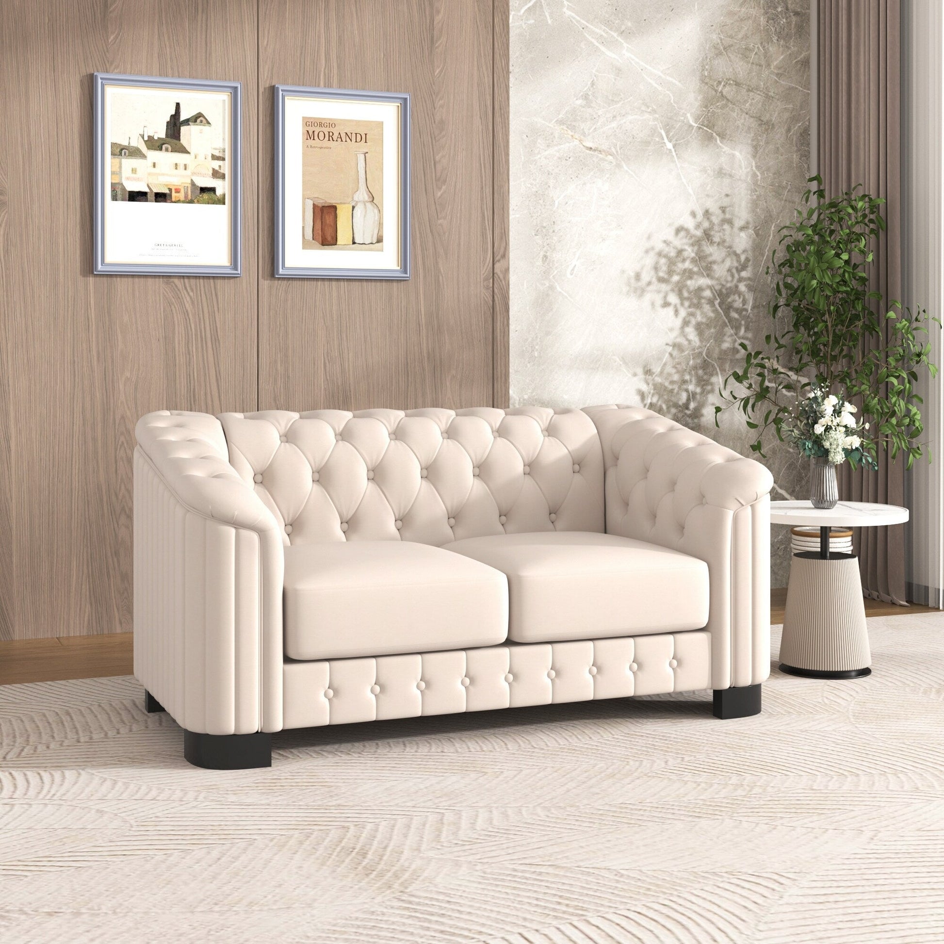 Canapé 2 places recouvert de velours, 64,3 pouces, canapé moderne avec coussins d'assise épais et amovibles, canapé 2 places pour 2 personnes.