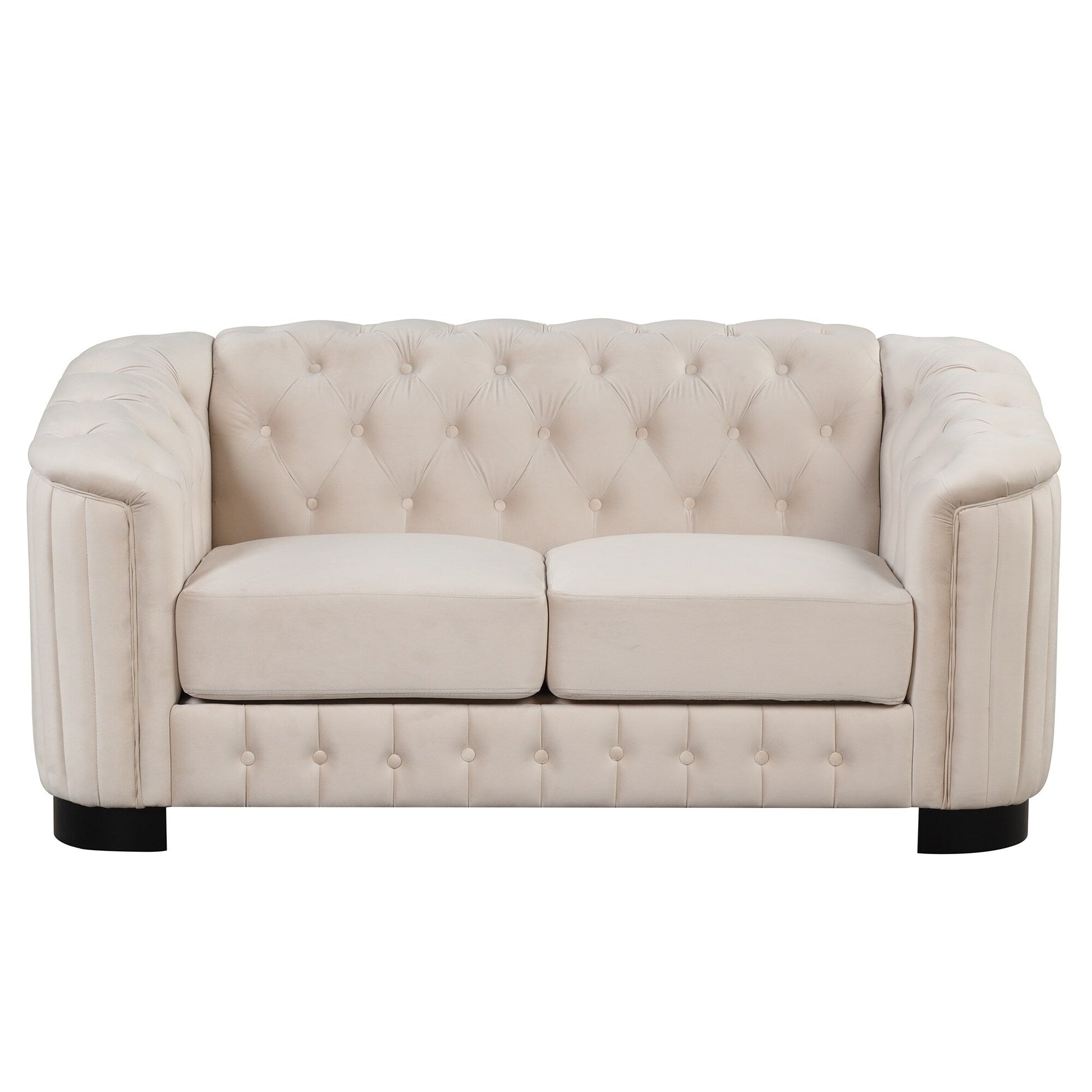 Canapé 2 places recouvert de velours, 64,3 pouces, canapé moderne avec coussins d'assise épais et amovibles, canapé 2 places pour 2 personnes.