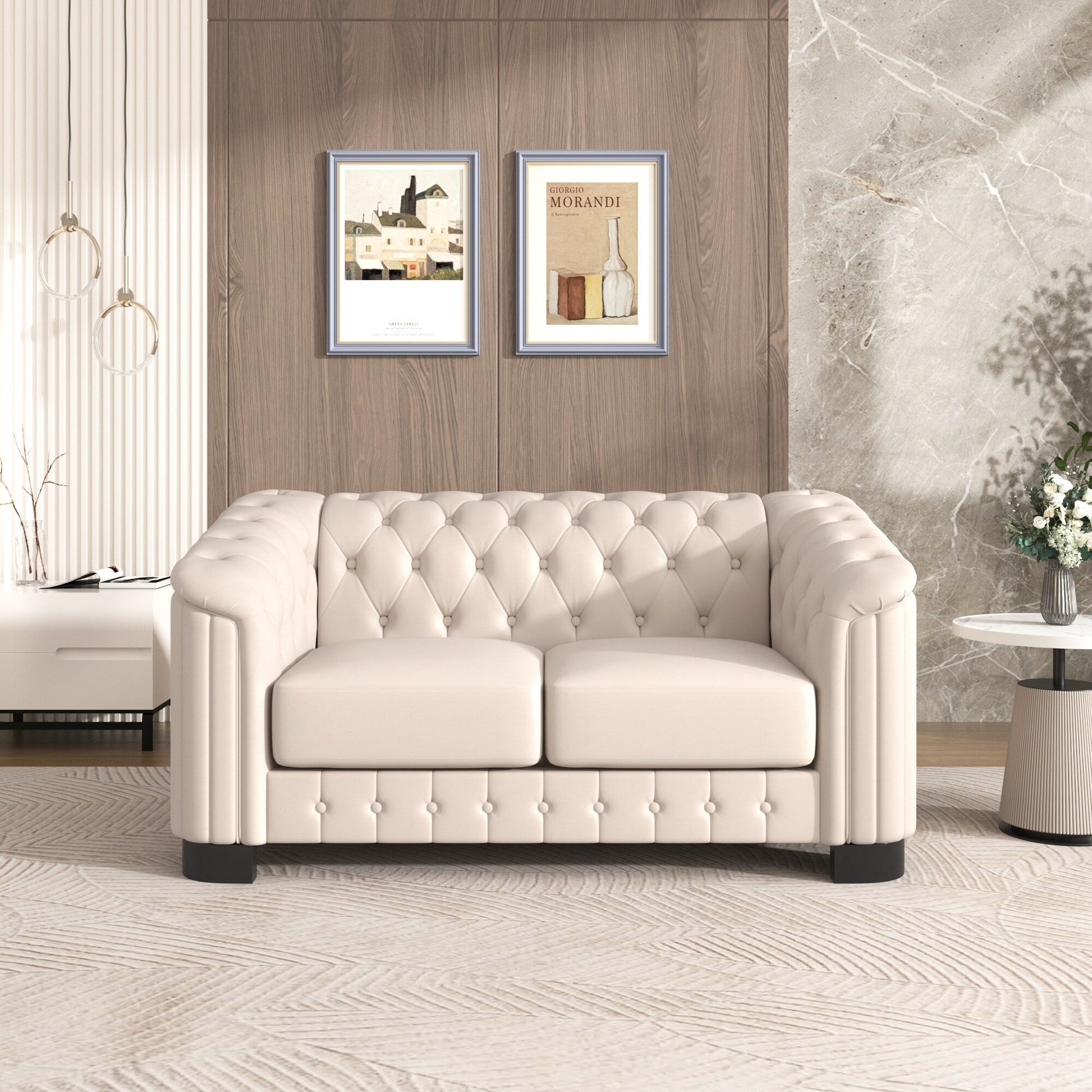 Canapé 2 places recouvert de velours, 64,3 pouces, canapé moderne avec coussins d'assise épais et amovibles, canapé 2 places pour 2 personnes.