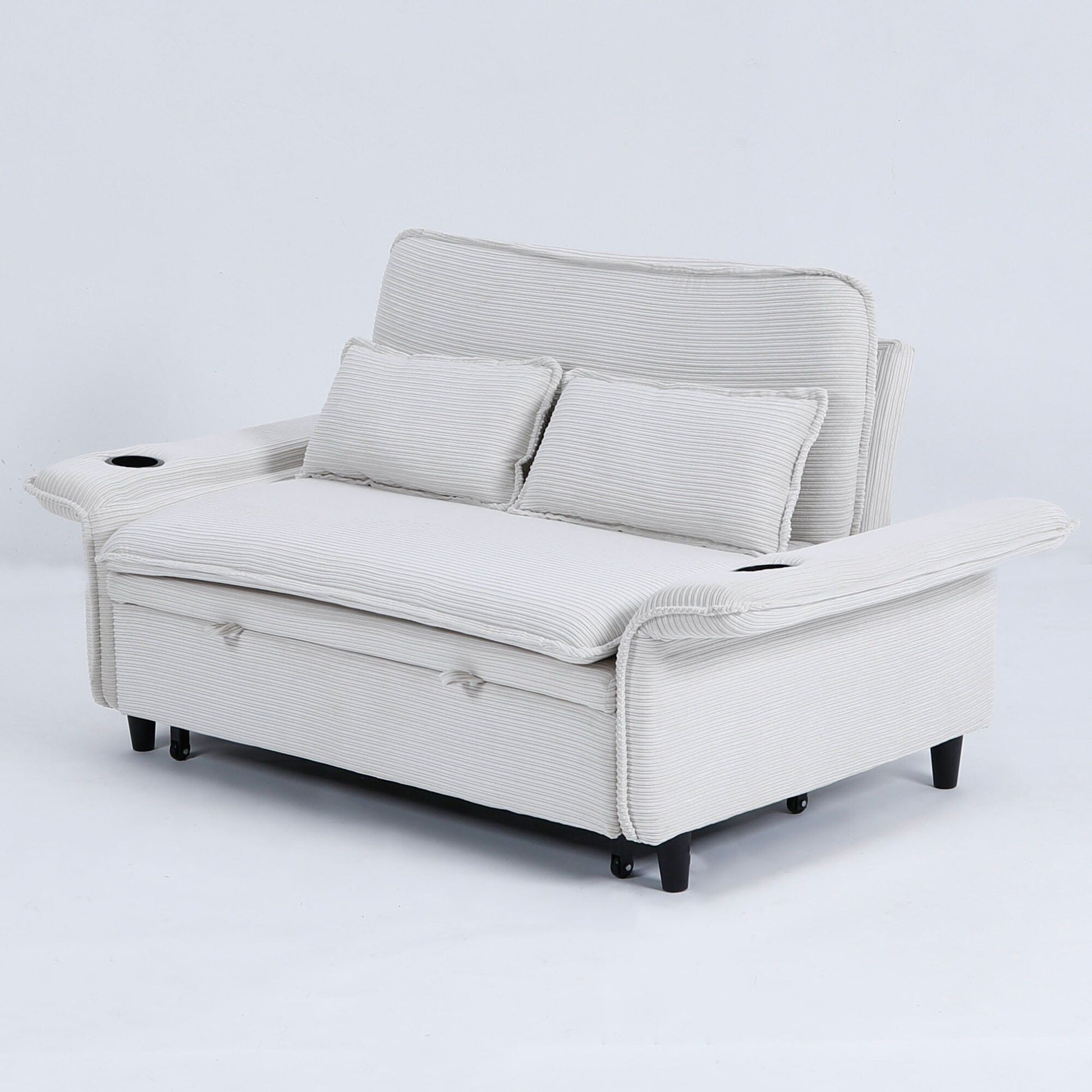 65.74-Inch Letter Striped Fabric Multi-Functional Sofa Bed,Suitable For Bedrooms And Living Rooms