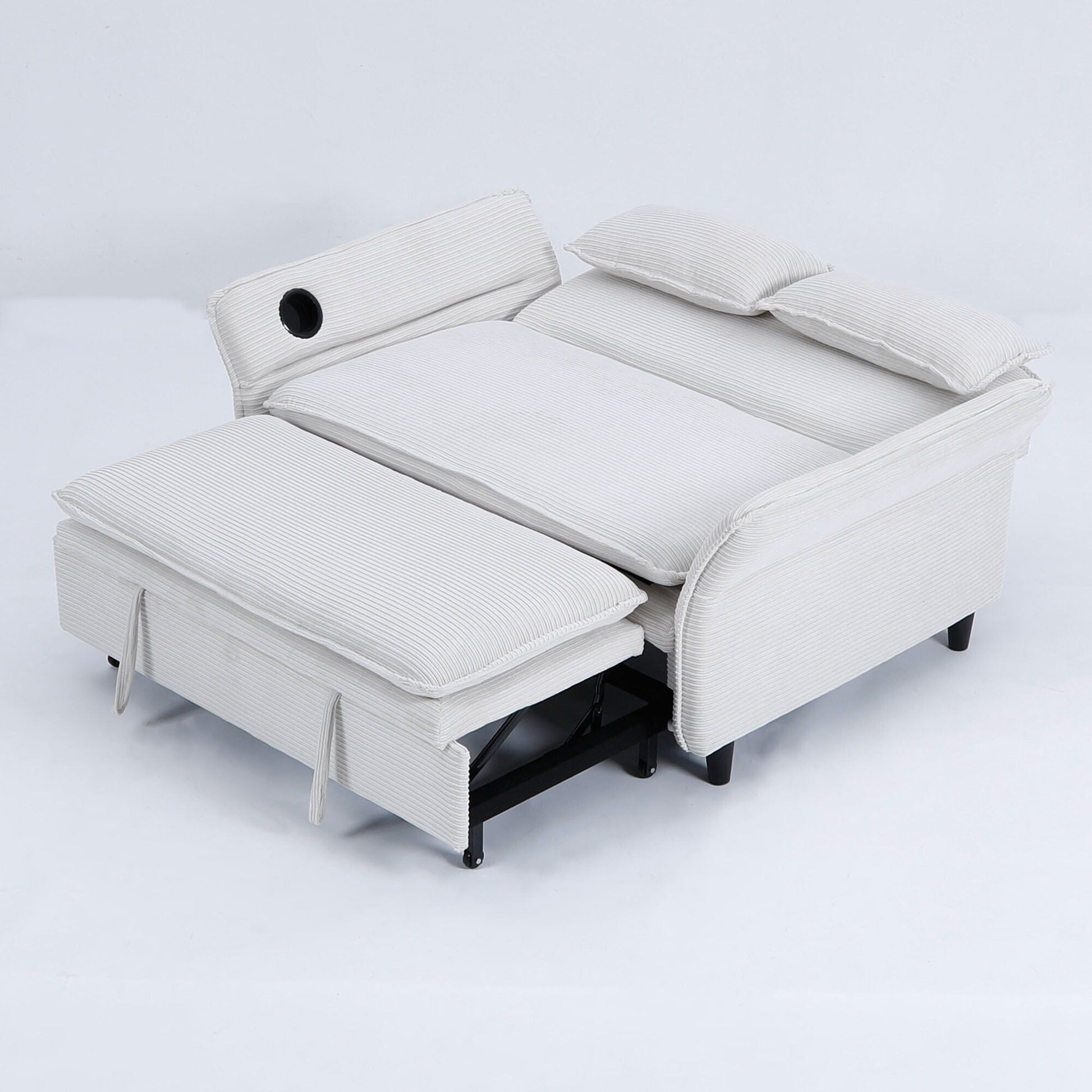 65.74-Inch Letter Striped Fabric Multi-Functional Sofa Bed,Suitable For Bedrooms And Living Rooms