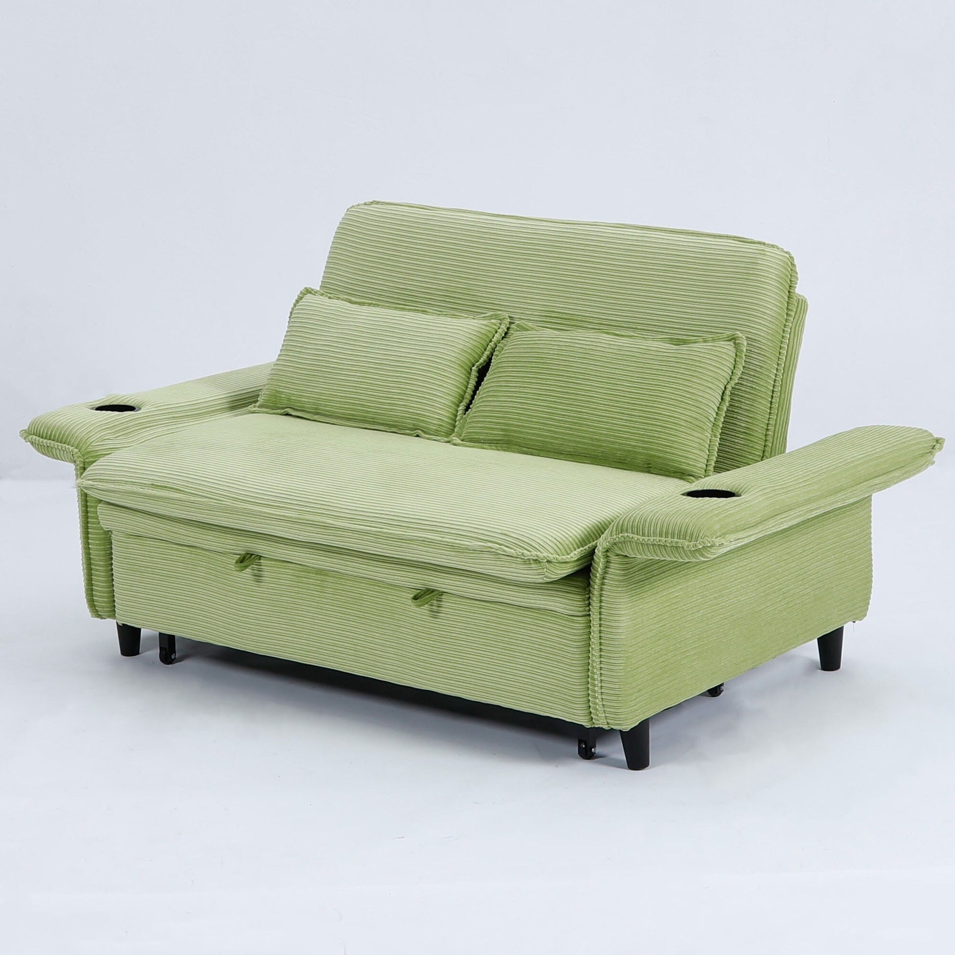 65.74-inch pink letter striped fabric multi-functional sofa bed,armrests and backrests are adjustable