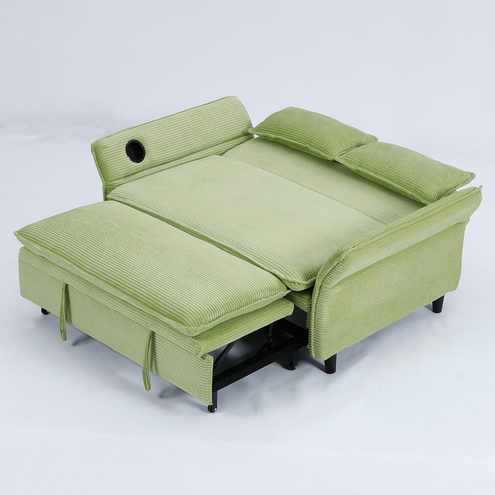 65.74-inch pink letter striped fabric multi-functional sofa bed,armrests and backrests are adjustable