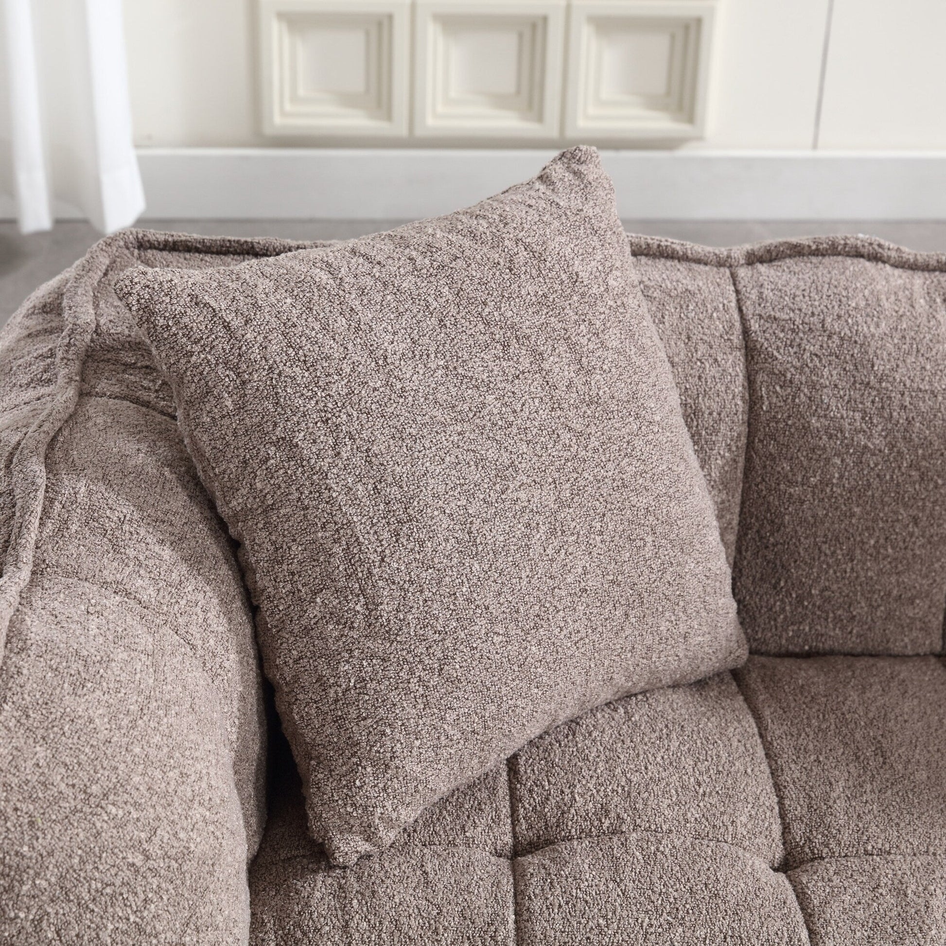 66 Chenille Square Beanbag Chair with High-Resilience Foam Core, Armrests and Handle