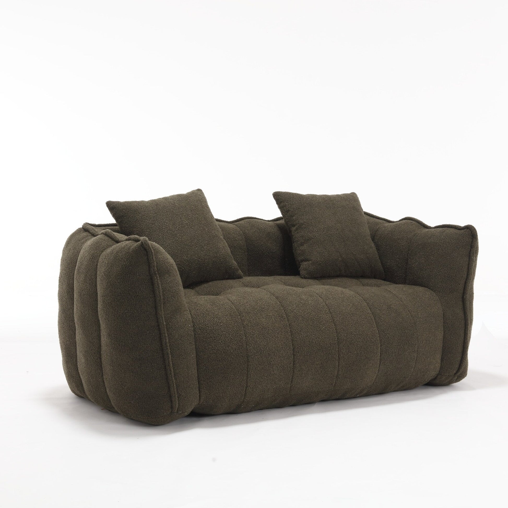 66 Chenille Square Beanbag Chair with High-Resilience Foam Core, Armrests and Handle