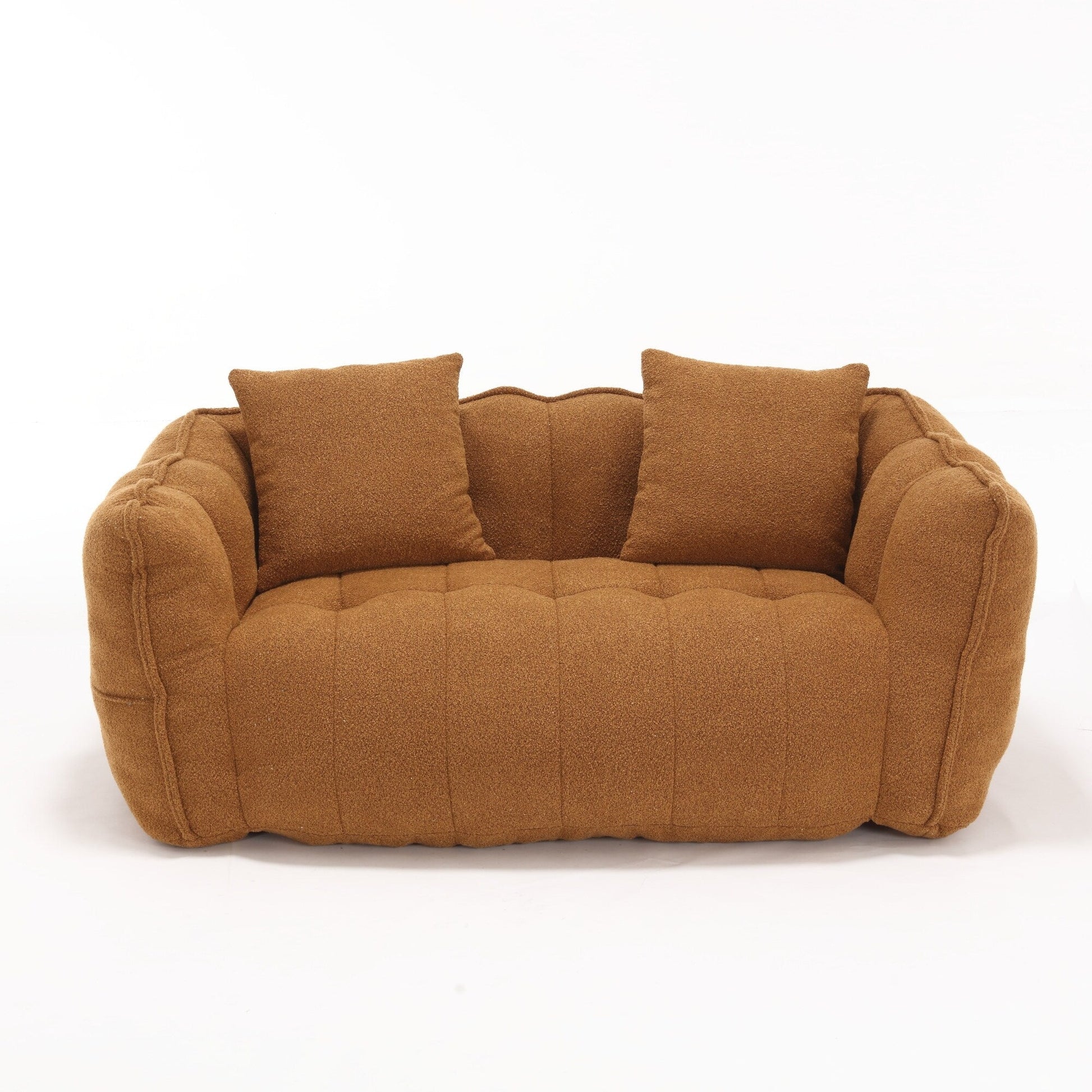 66 Chenille Square Beanbag Chair with High-Resilience Foam Core, Armrests and Handle