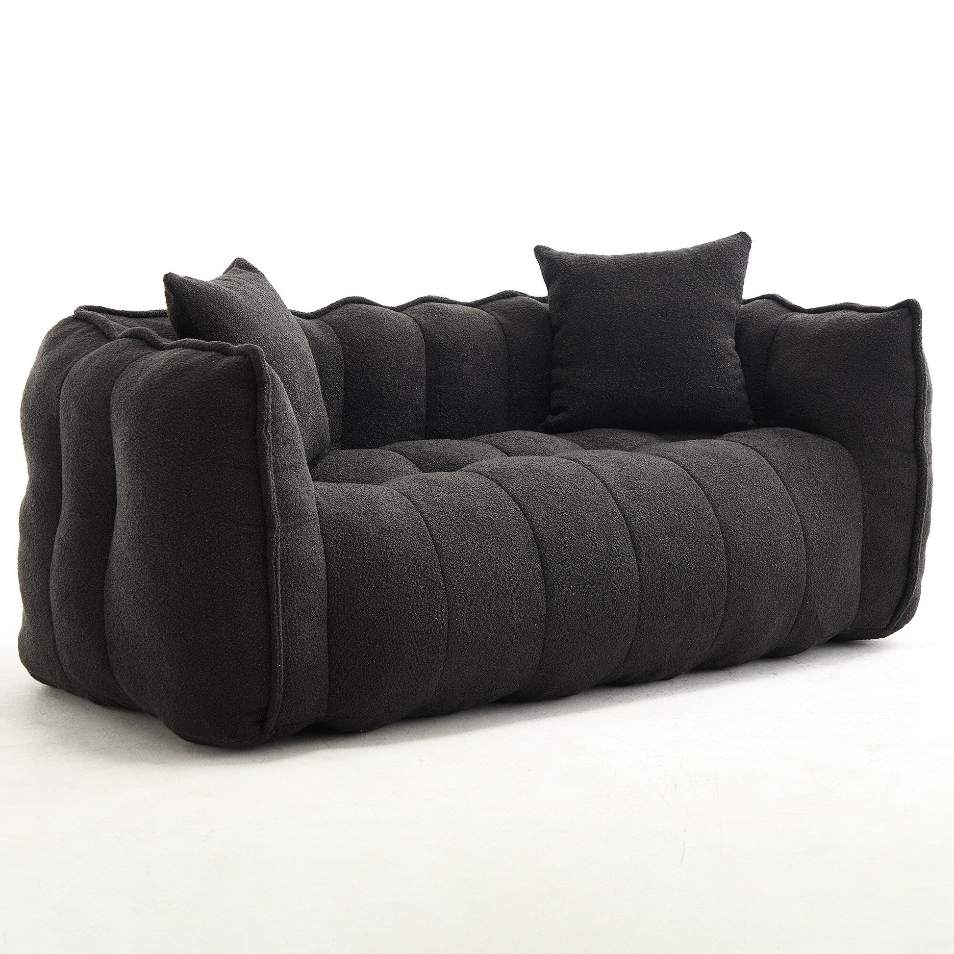 66 Chenille Square Beanbag Chair with High-Resilience Foam Core, Armrests and Handle