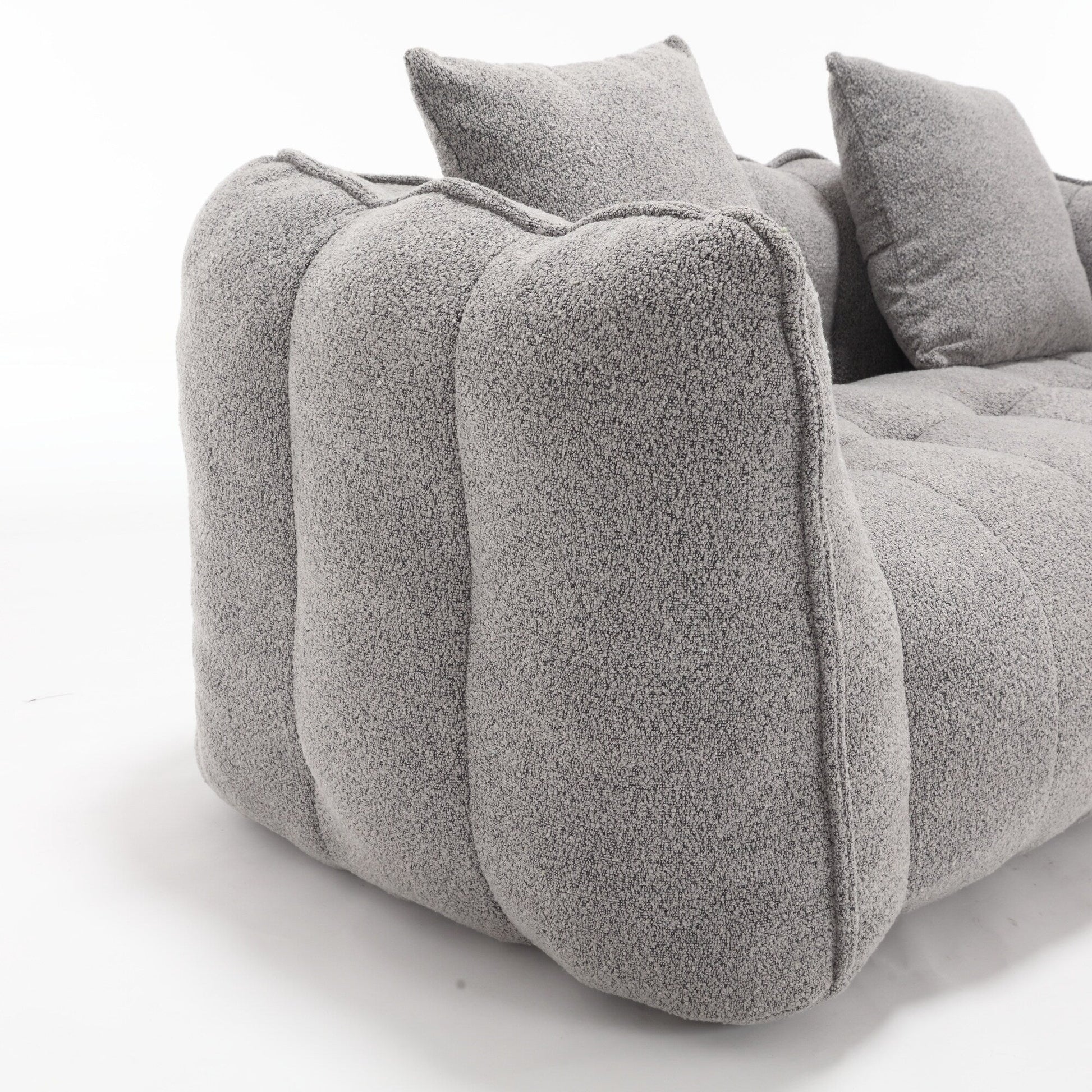 66 Chenille Square Beanbag Chair with High-Resilience Foam Core, Armrests and Handle
