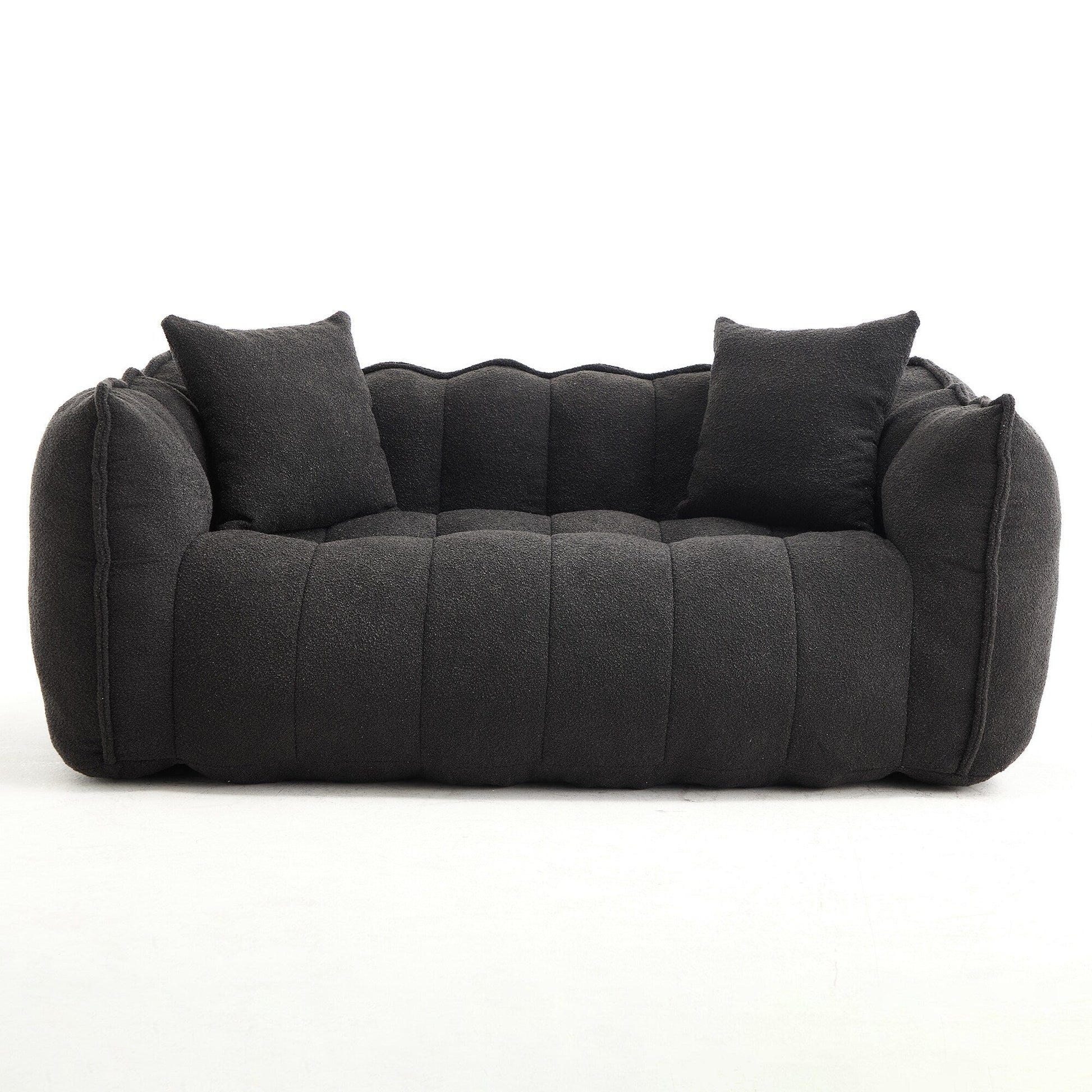 66 Chenille Square Beanbag Chair with High-Resilience Foam Core, Armrests and Handle
