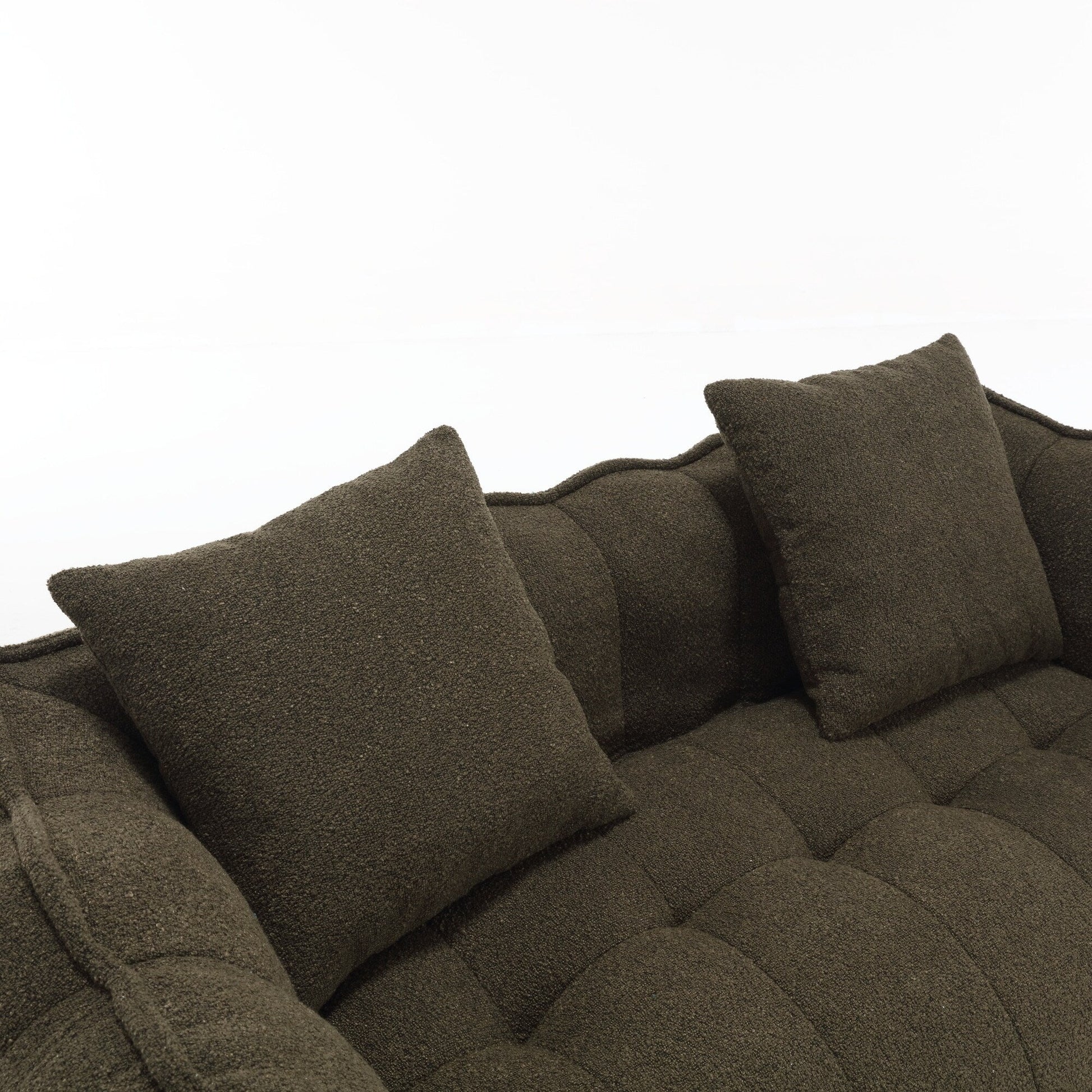 66 Chenille Square Beanbag Chair with High-Resilience Foam Core, Armrests and Handle