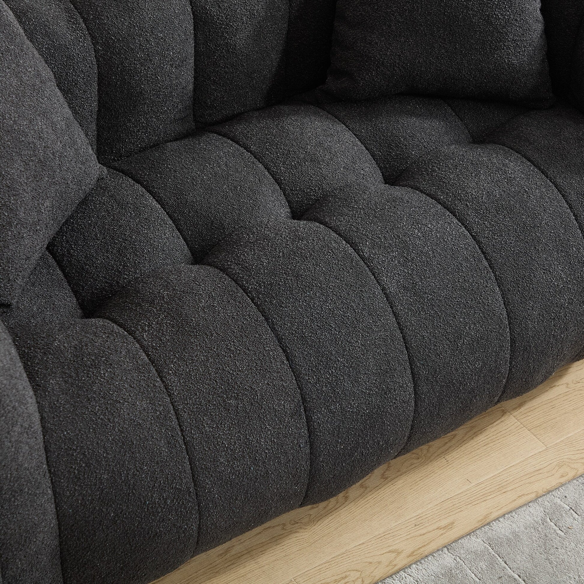 66 Chenille Square Beanbag Chair with High-Resilience Foam Core, Armrests and Handle