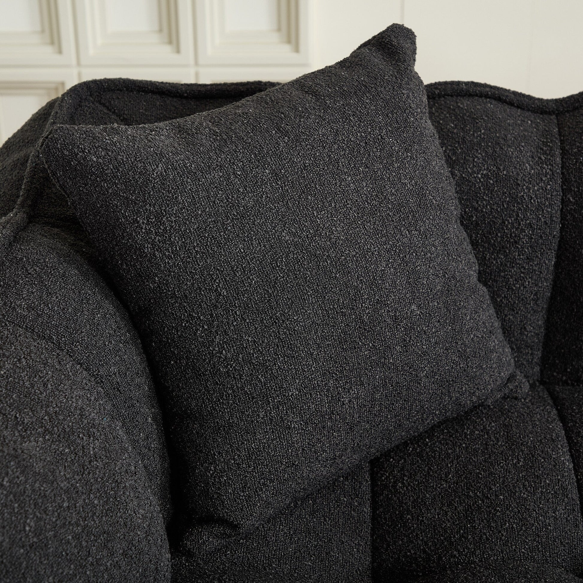 66 Chenille Square Beanbag Chair with High-Resilience Foam Core, Armrests and Handle