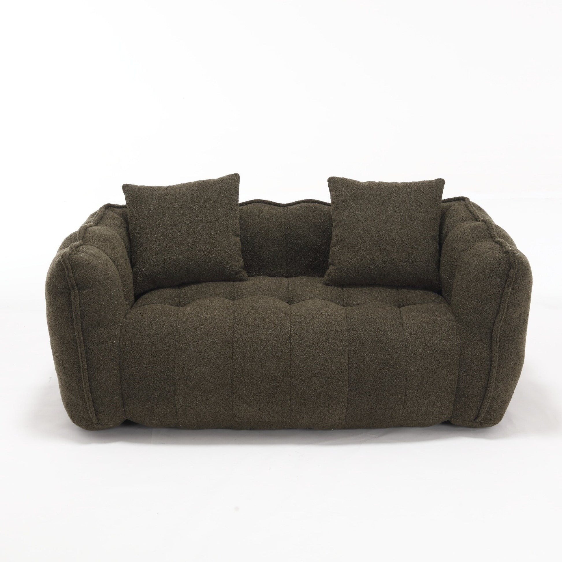 66 Chenille Square Beanbag Chair with High-Resilience Foam Core, Armrests and Handle