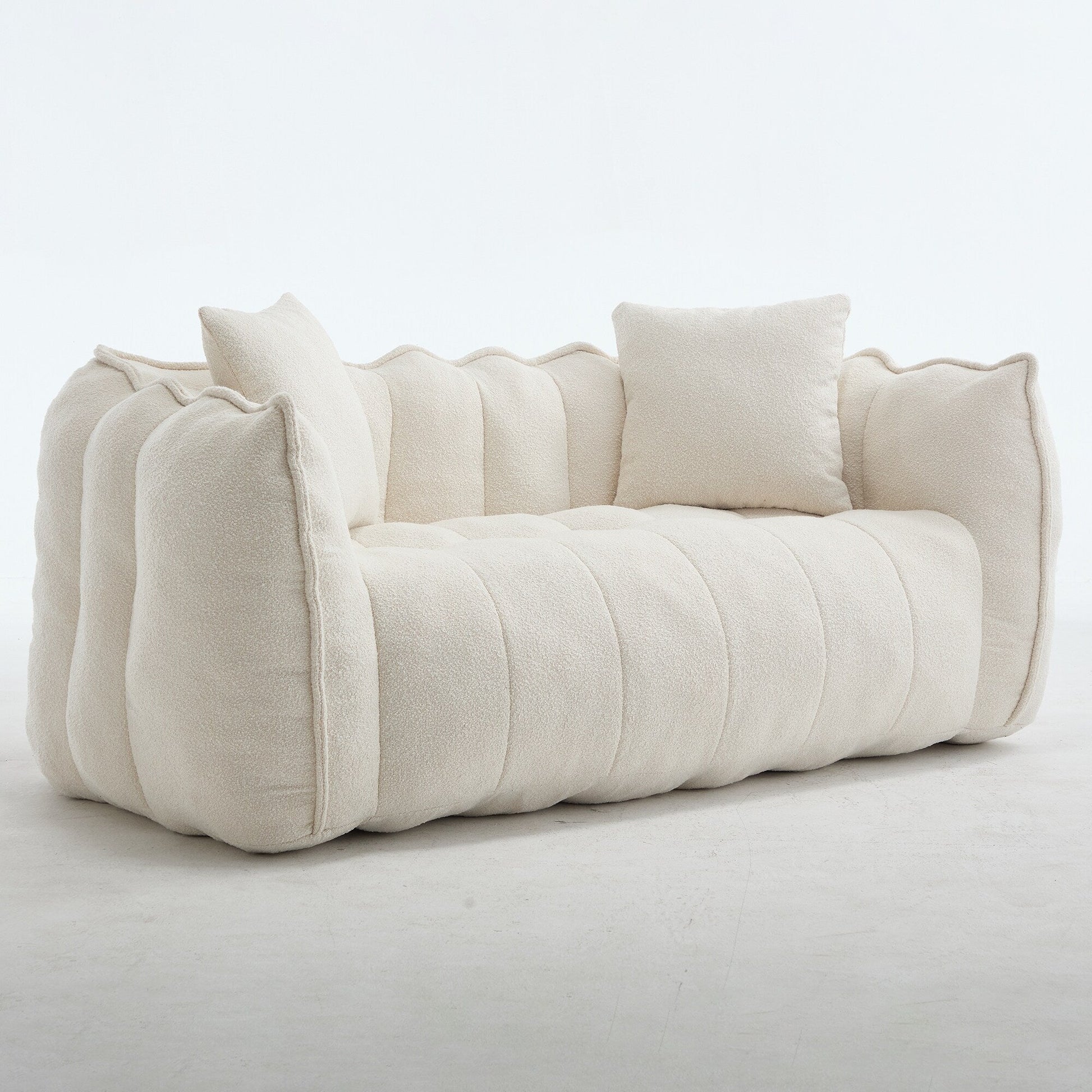 66 Chenille Square Beanbag Chair with High-Resilience Foam Core, Armrests and Handle