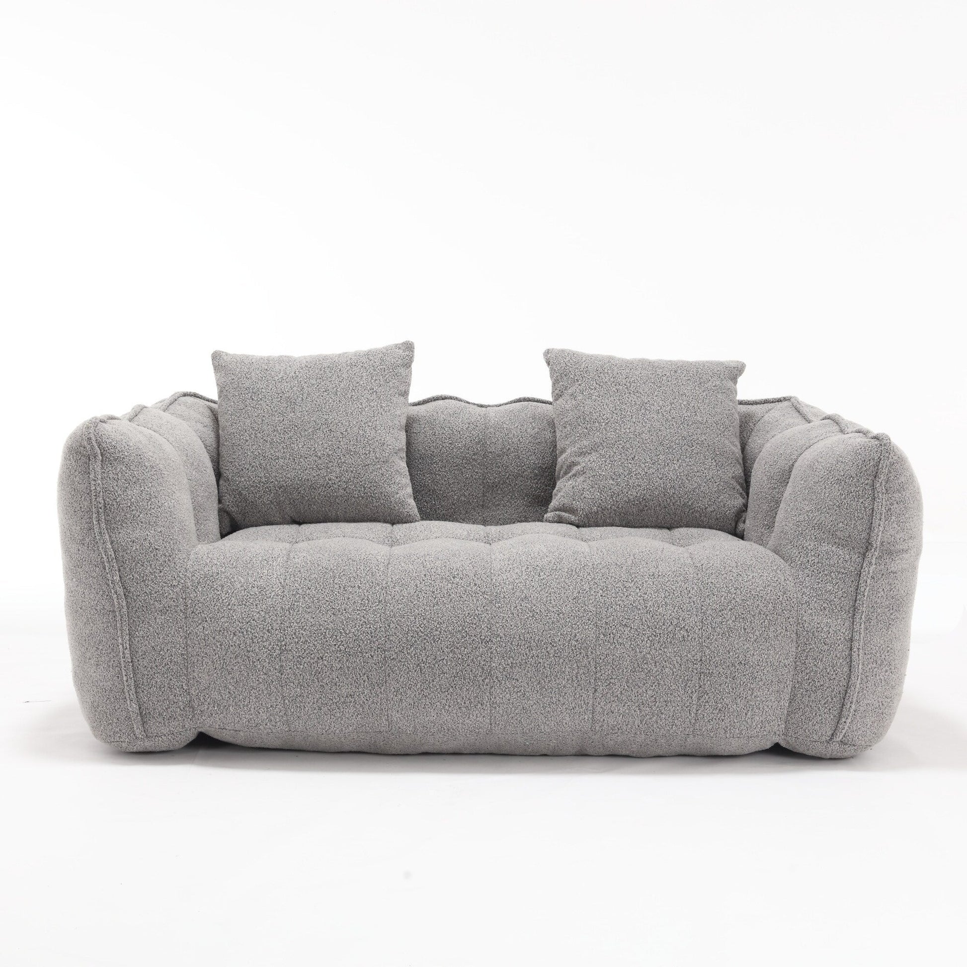 66 Chenille Square Beanbag Chair with High-Resilience Foam Core, Armrests and Handle