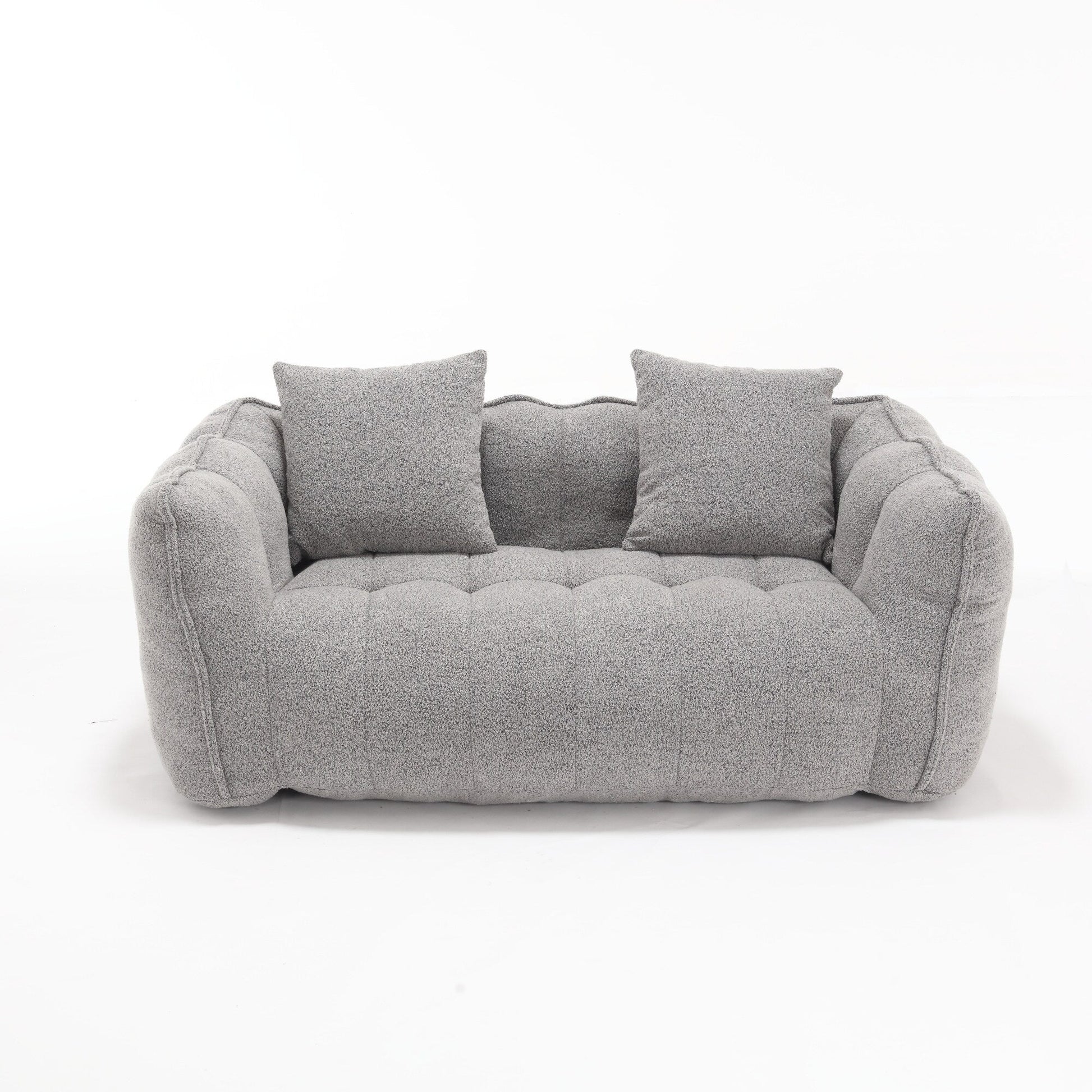 66 Chenille Square Beanbag Chair with High-Resilience Foam Core, Armrests and Handle