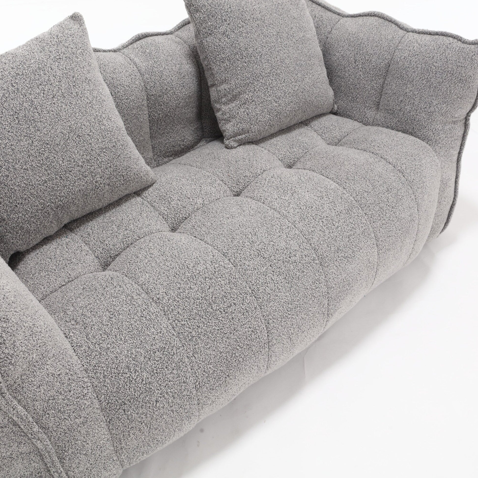 66 Chenille Square Beanbag Chair with High-Resilience Foam Core, Armrests and Handle