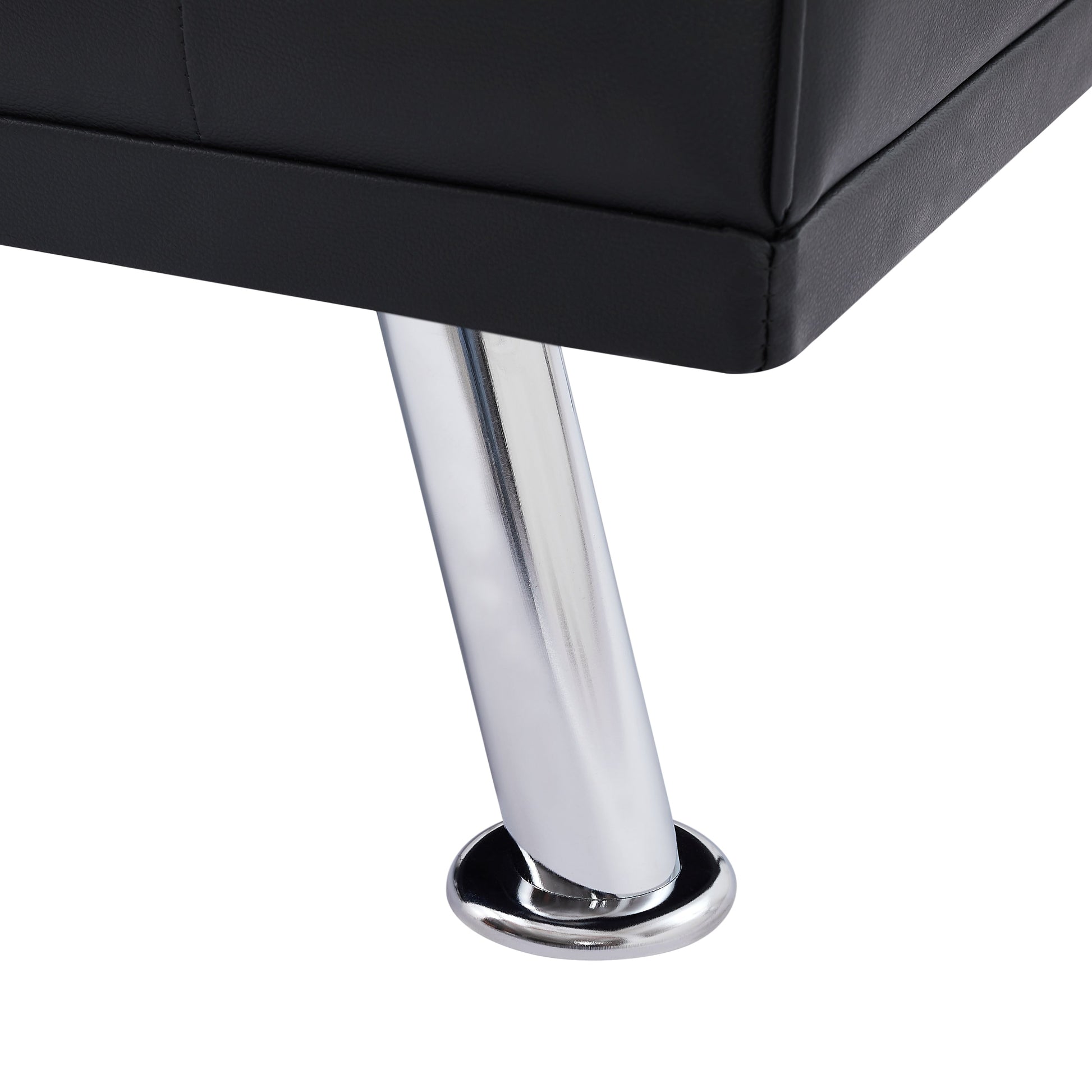 Canapé-lit convertible 2 places pliable avec pieds en métal argenté et porte-gobelets pour salon