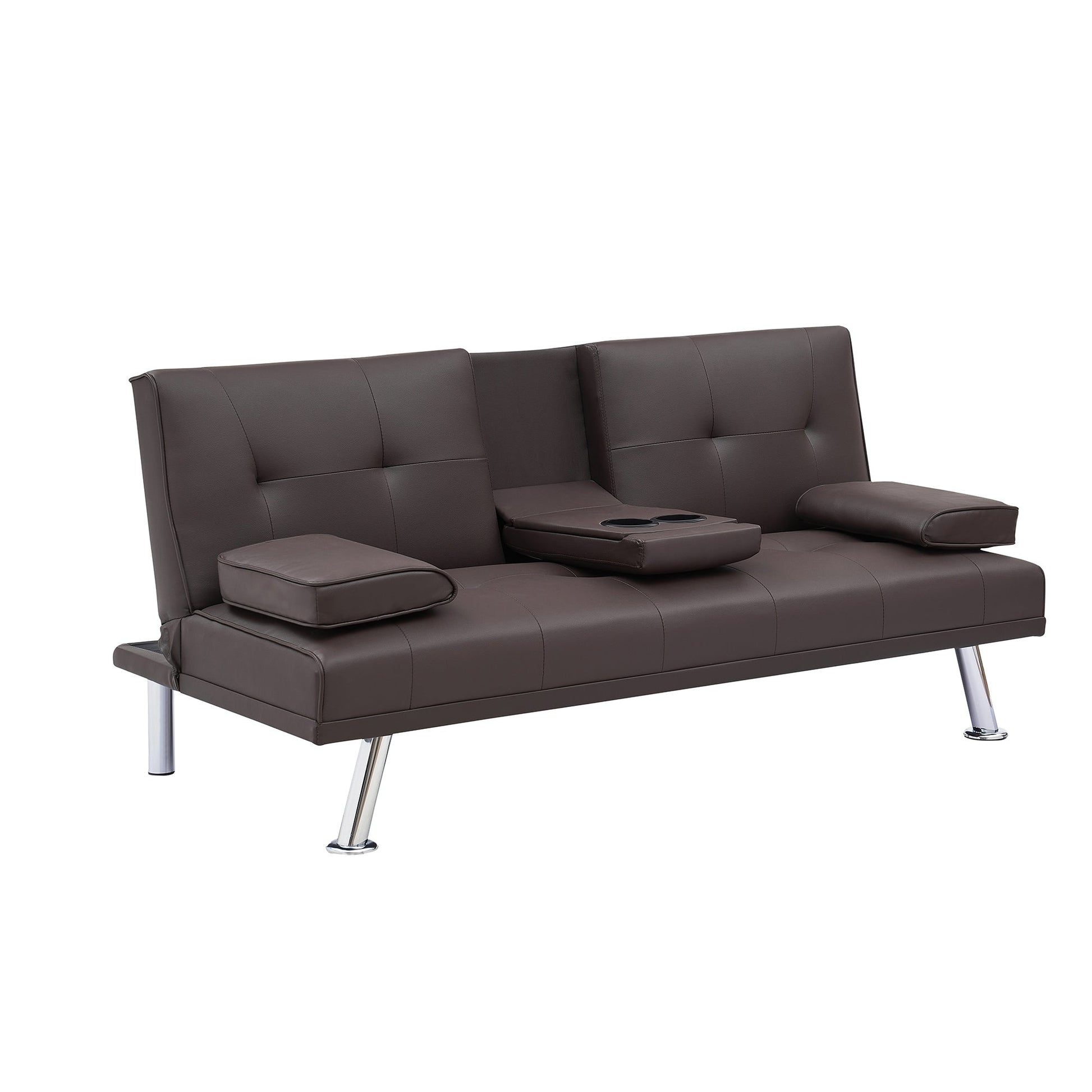 Canapé-lit double multifonctionnel pliable en PU avec table basse (67)