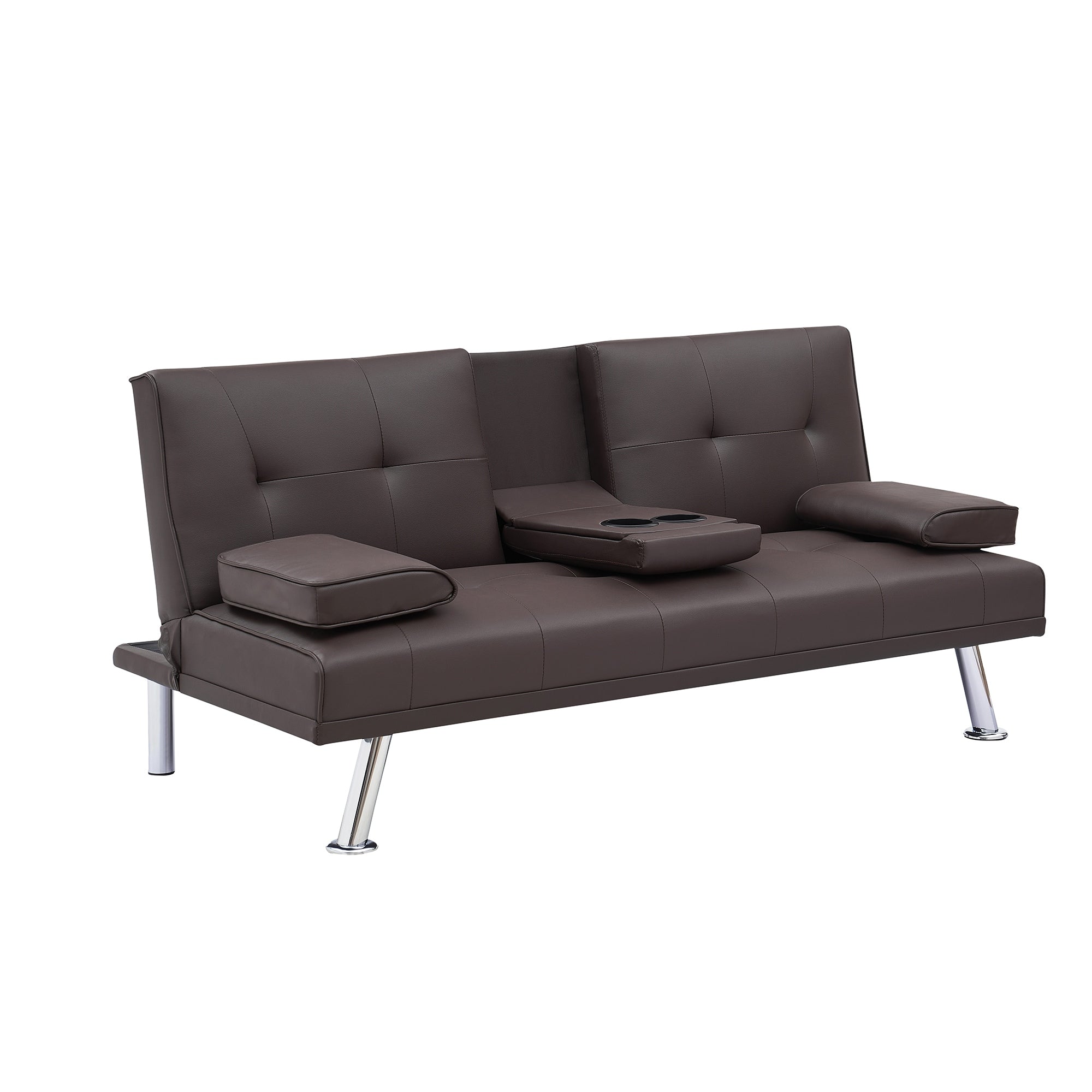Canapé-lit double multifonctionnel pliable en PU avec table basse (67)