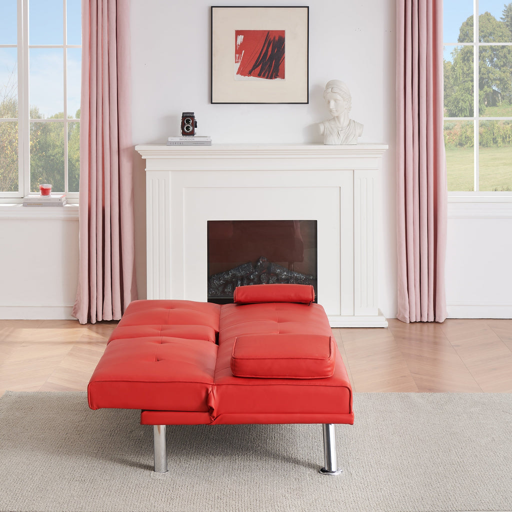 Canapé-lit double multifonctionnel pliable en PU avec table basse (67)