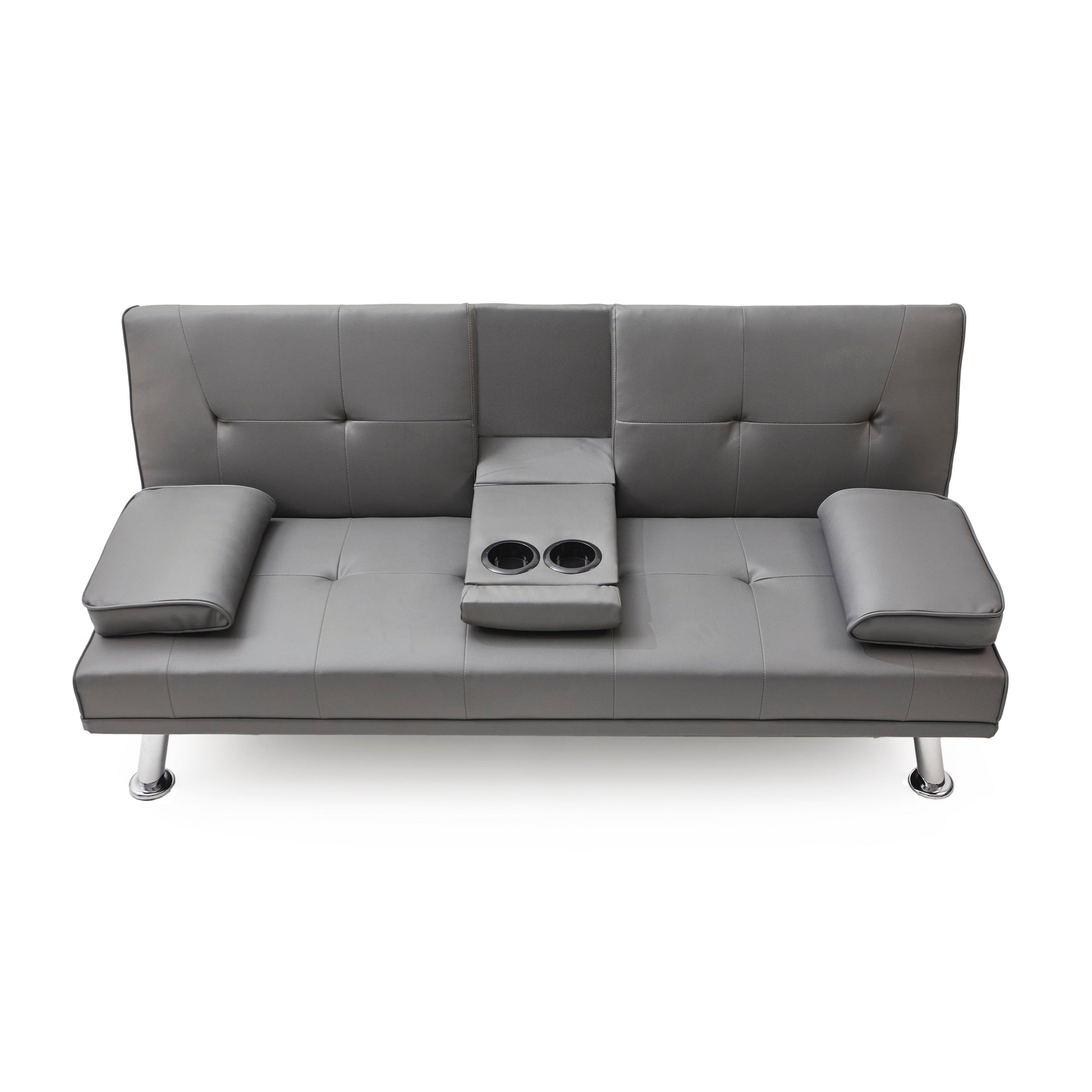 Canapé-lit double multifonctionnel pliable en PU avec table basse (67)