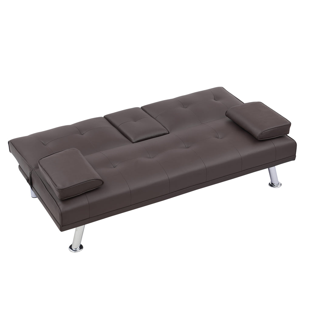 Canapé-lit double multifonctionnel pliable en PU avec table basse (67)