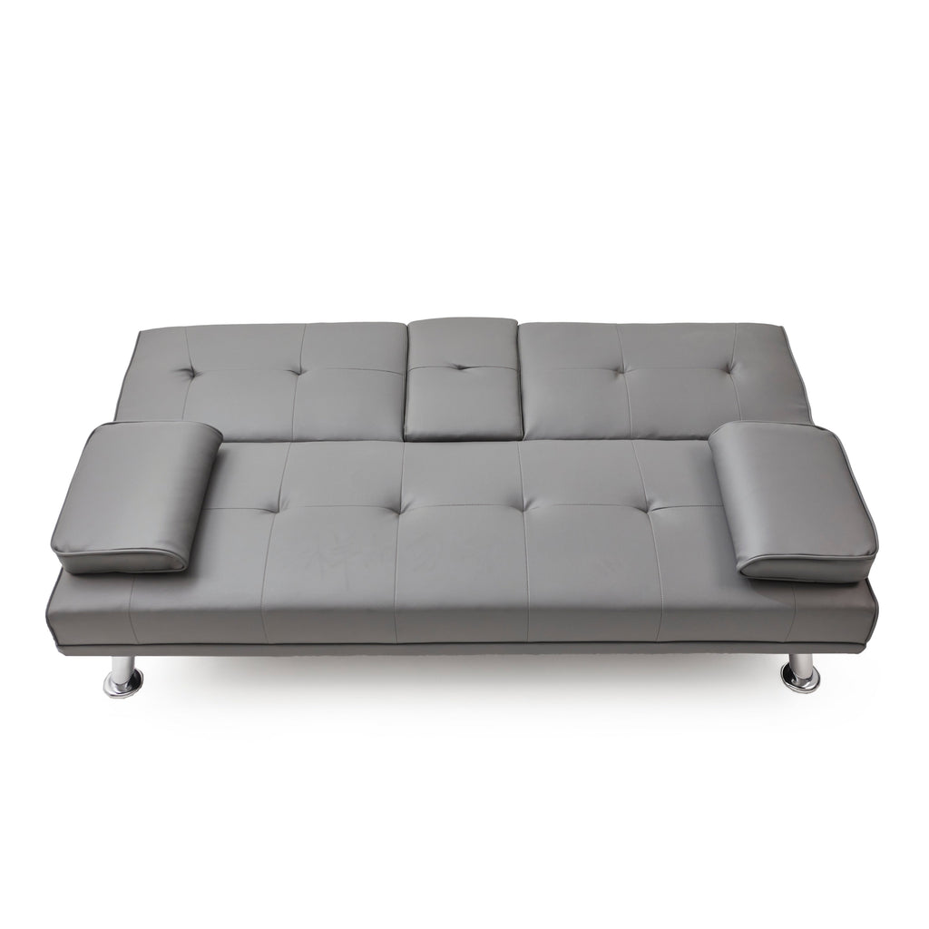 Canapé-lit double multifonctionnel pliable en PU avec table basse (67)