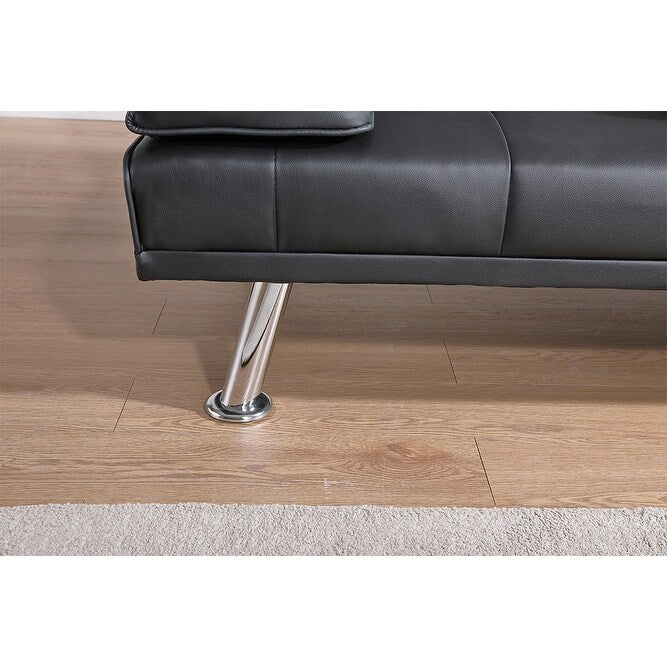 Canapé-lit double multifonctionnel pliable en PU avec table basse (67)