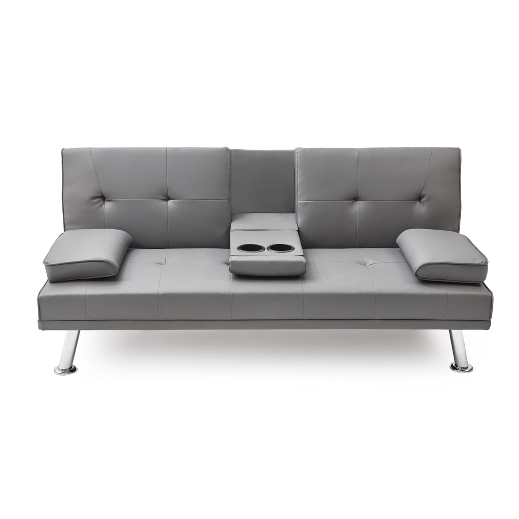 Canapé-lit double multifonctionnel pliable en PU avec table basse (67)