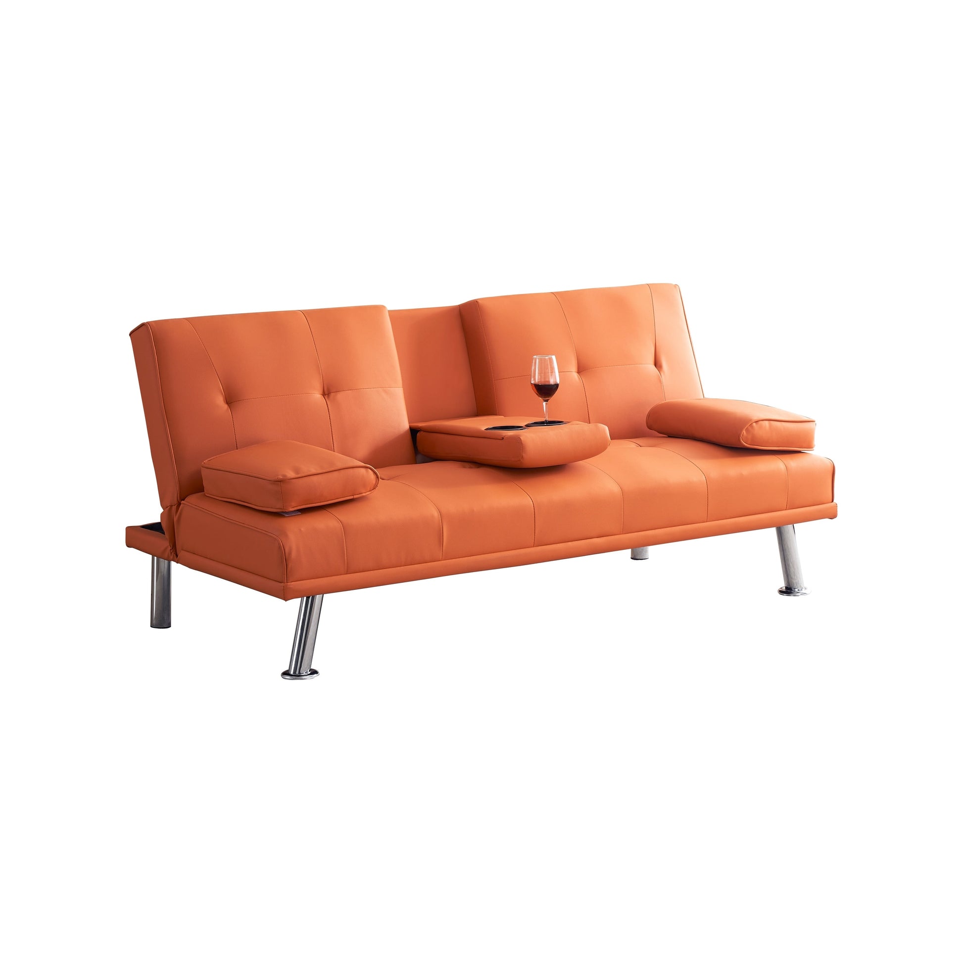 Canapé-lit double multifonctionnel pliable en PU avec table basse (67)