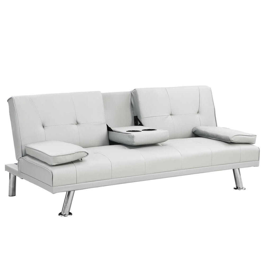 Canapé-lit double multifonctionnel pliable en PU avec table basse (67)