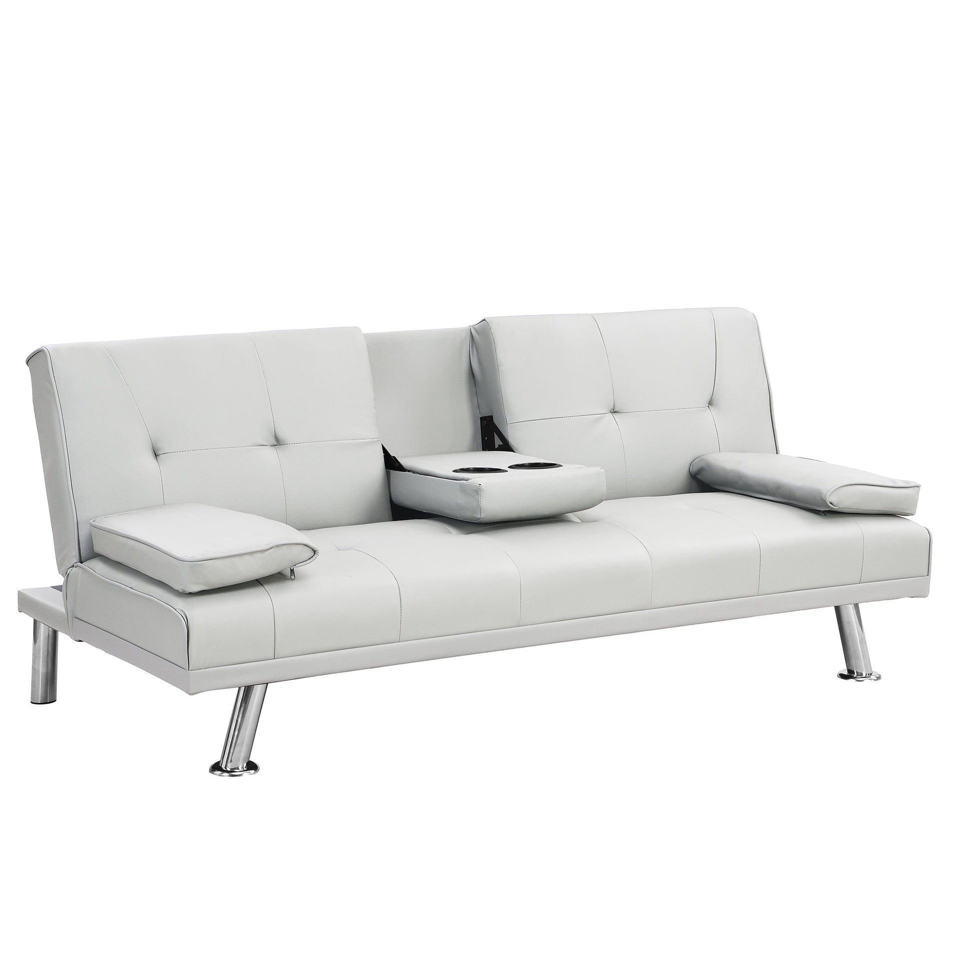 Canapé-lit double multifonctionnel pliable en PU avec table basse (67)