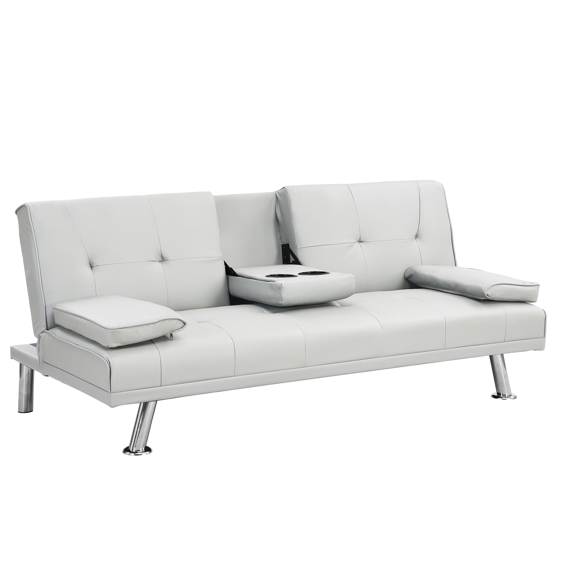 Canapé-lit double multifonctionnel pliable en PU avec table basse (67)