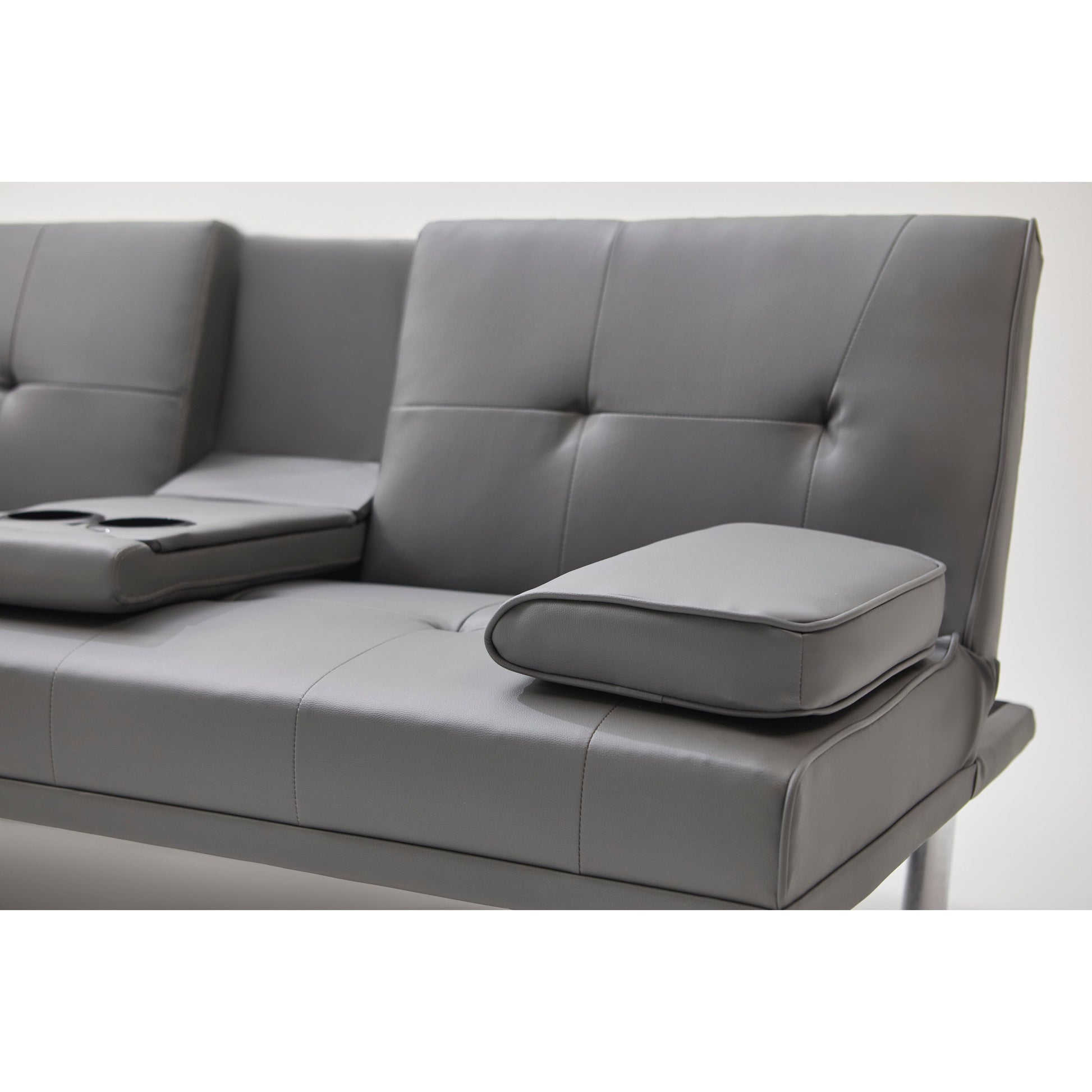 Canapé-lit double multifonctionnel pliable en PU avec table basse (67)