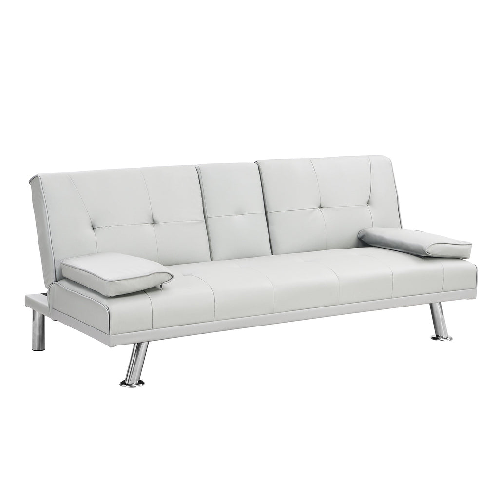 Canapé-lit double multifonctionnel pliable en PU avec table basse (67)