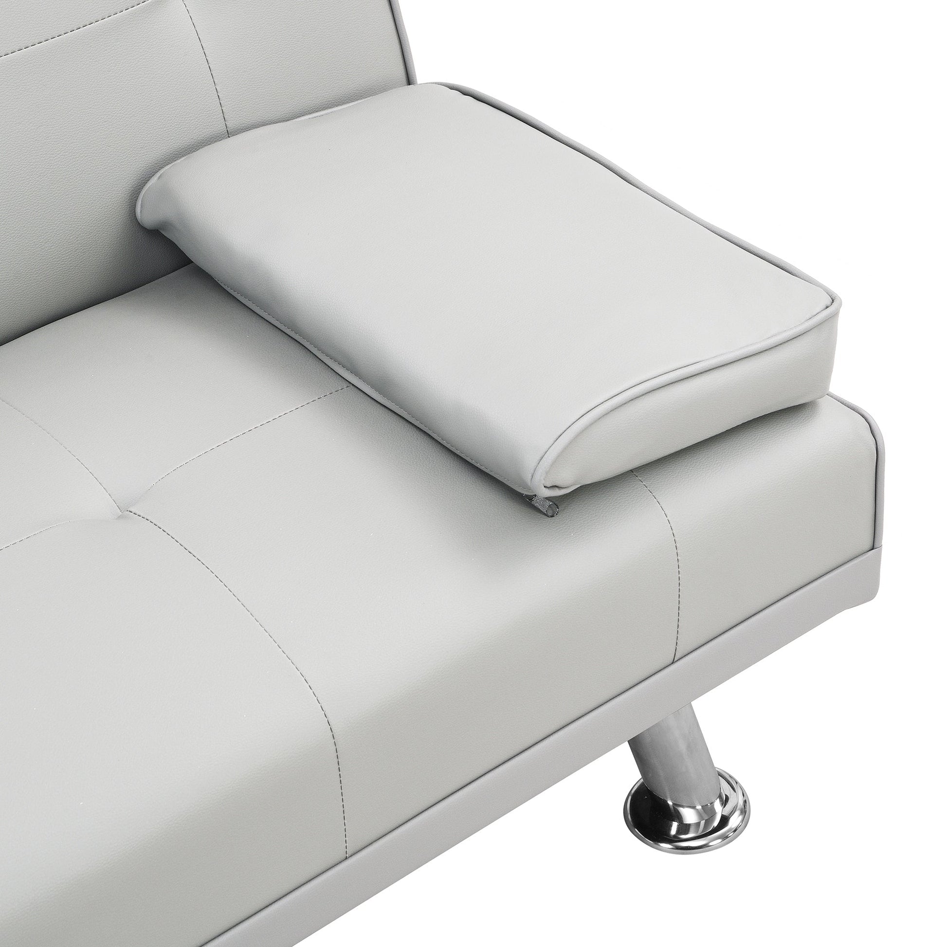 Canapé-lit double multifonctionnel pliable en PU avec table basse (67)