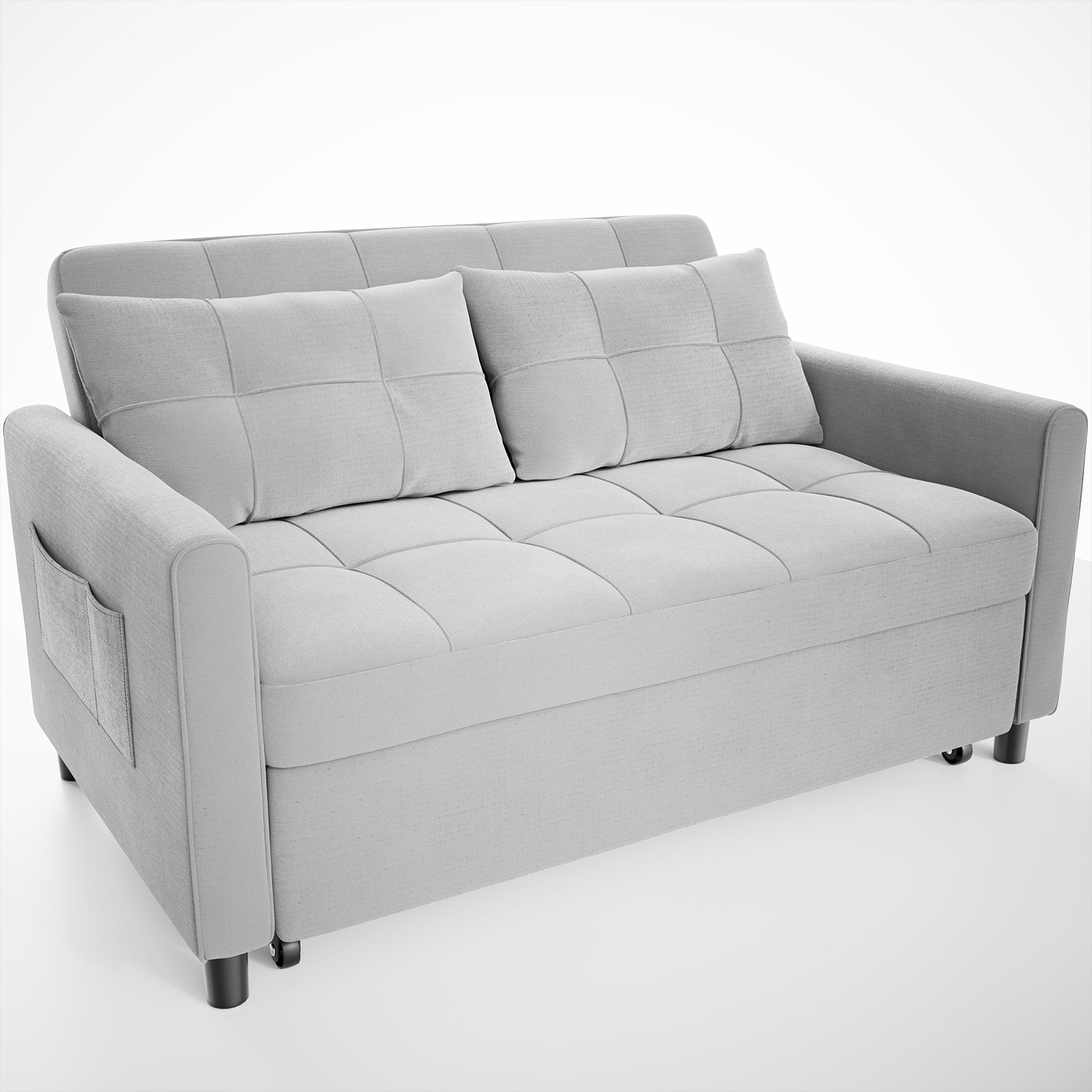 Canapé-lit convertible 3-en-1, chaise longue, méridienne, avec lit escamotable, en velours/tissu
