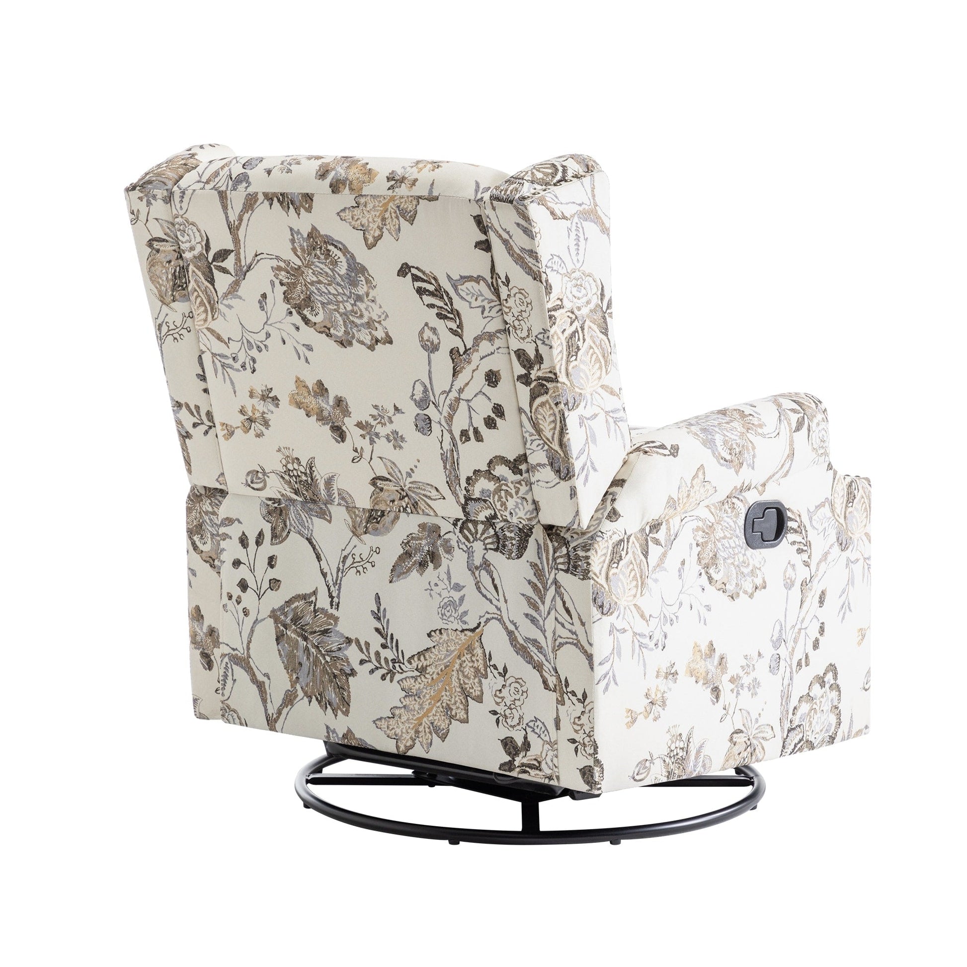 Fauteuil inclinable à bascule manuel avec dossier inclinable, motif floral, pivotant, 73,66 cm de large.