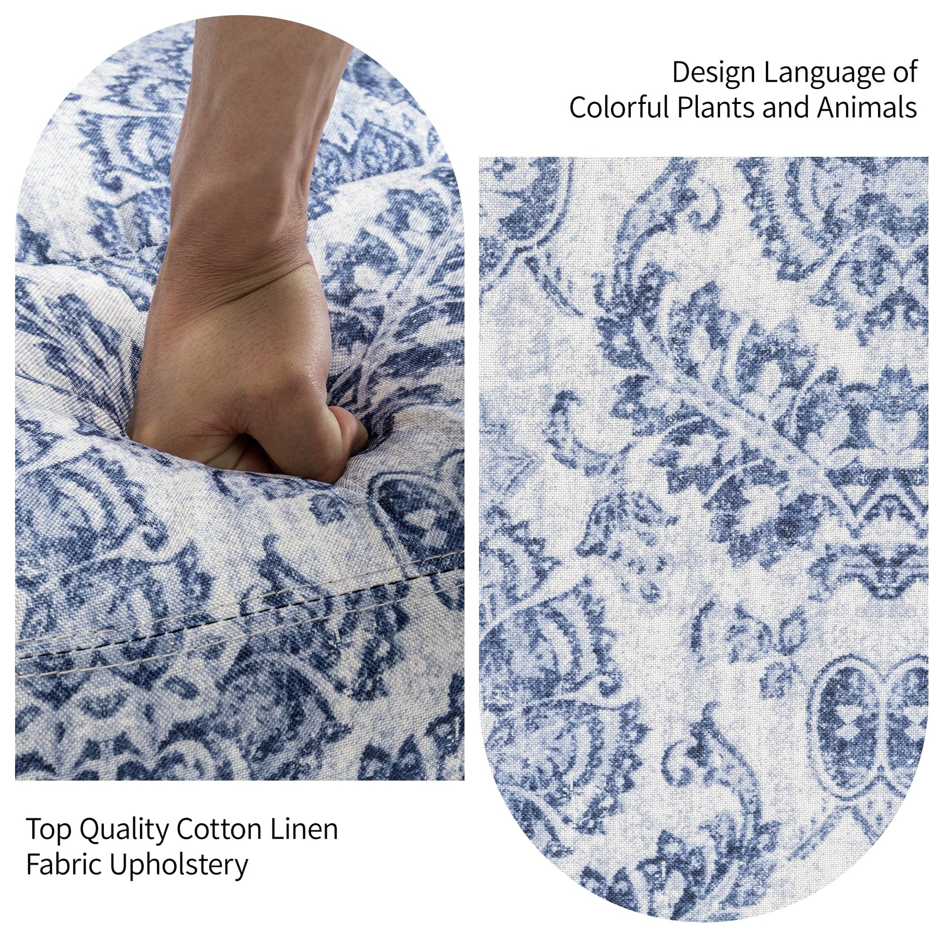 Fauteuil inclinable à bascule manuel avec dossier inclinable, motif floral, pivotant, 73,66 cm de large.