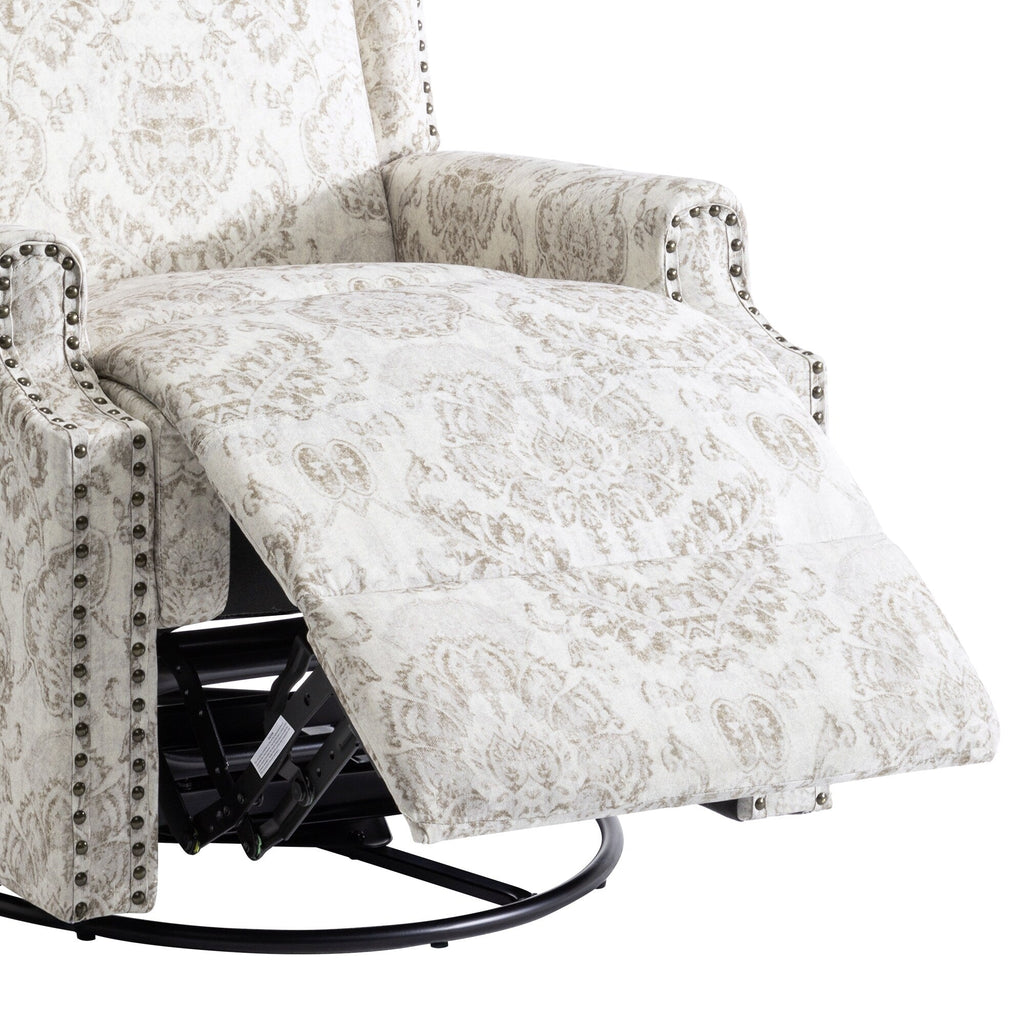 Fauteuil inclinable à bascule manuel avec dossier inclinable, motif floral, pivotant, 73,66 cm de large.
