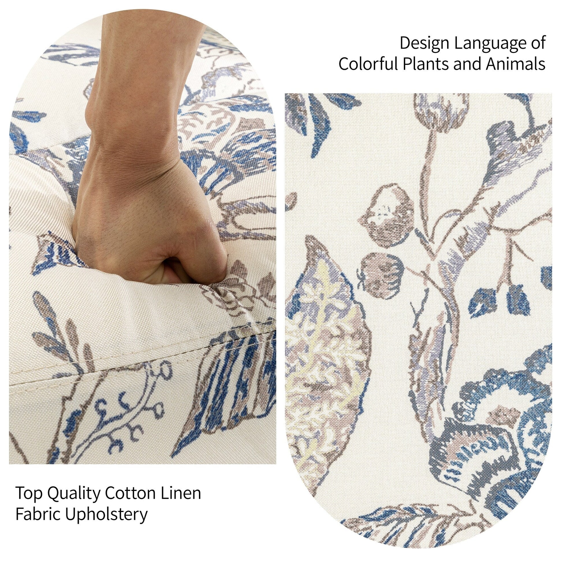 Fauteuil inclinable à bascule manuel avec dossier inclinable, motif floral, pivotant, 73,66 cm de large.