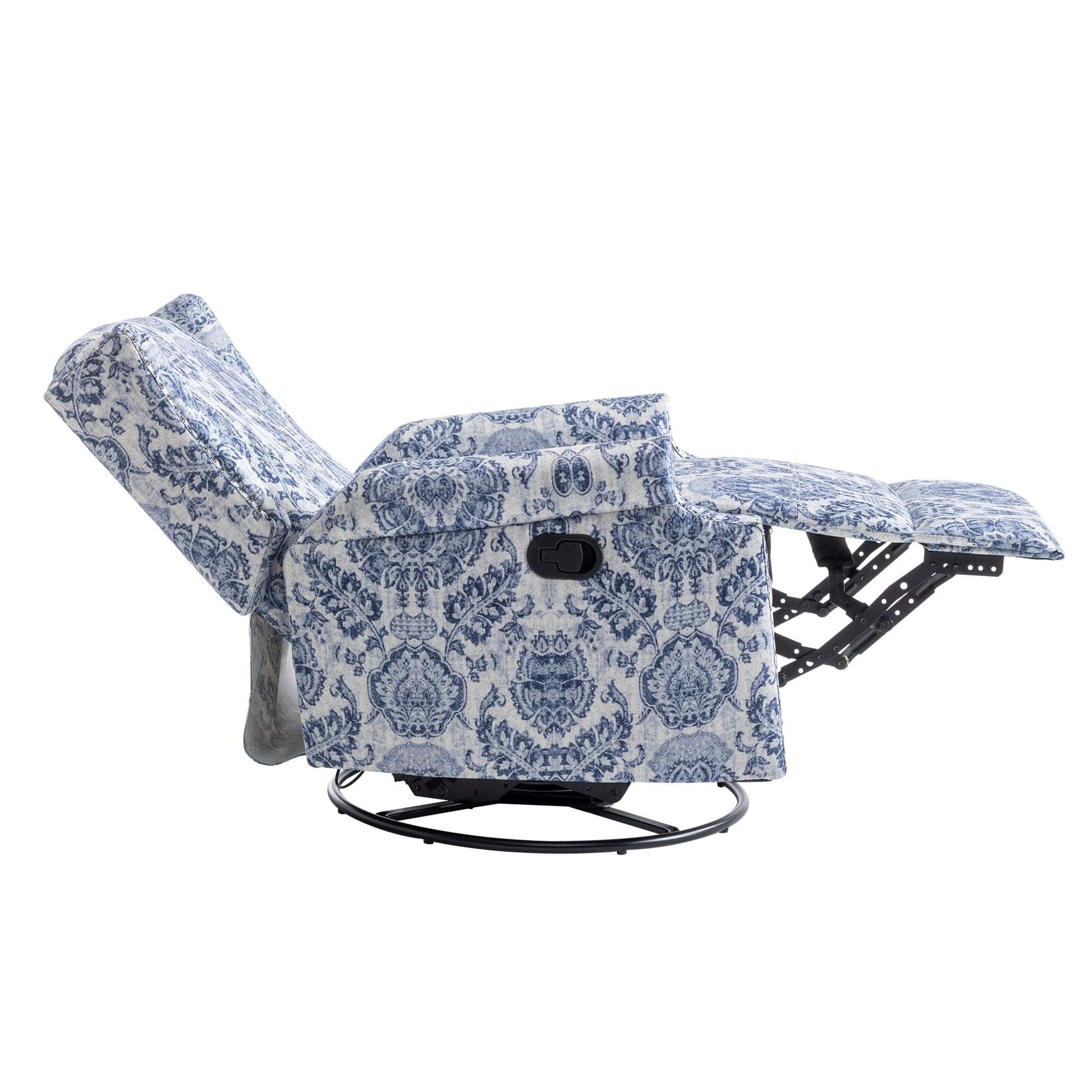 Fauteuil inclinable à bascule manuel avec dossier inclinable, motif floral, pivotant, 73,66 cm de large.