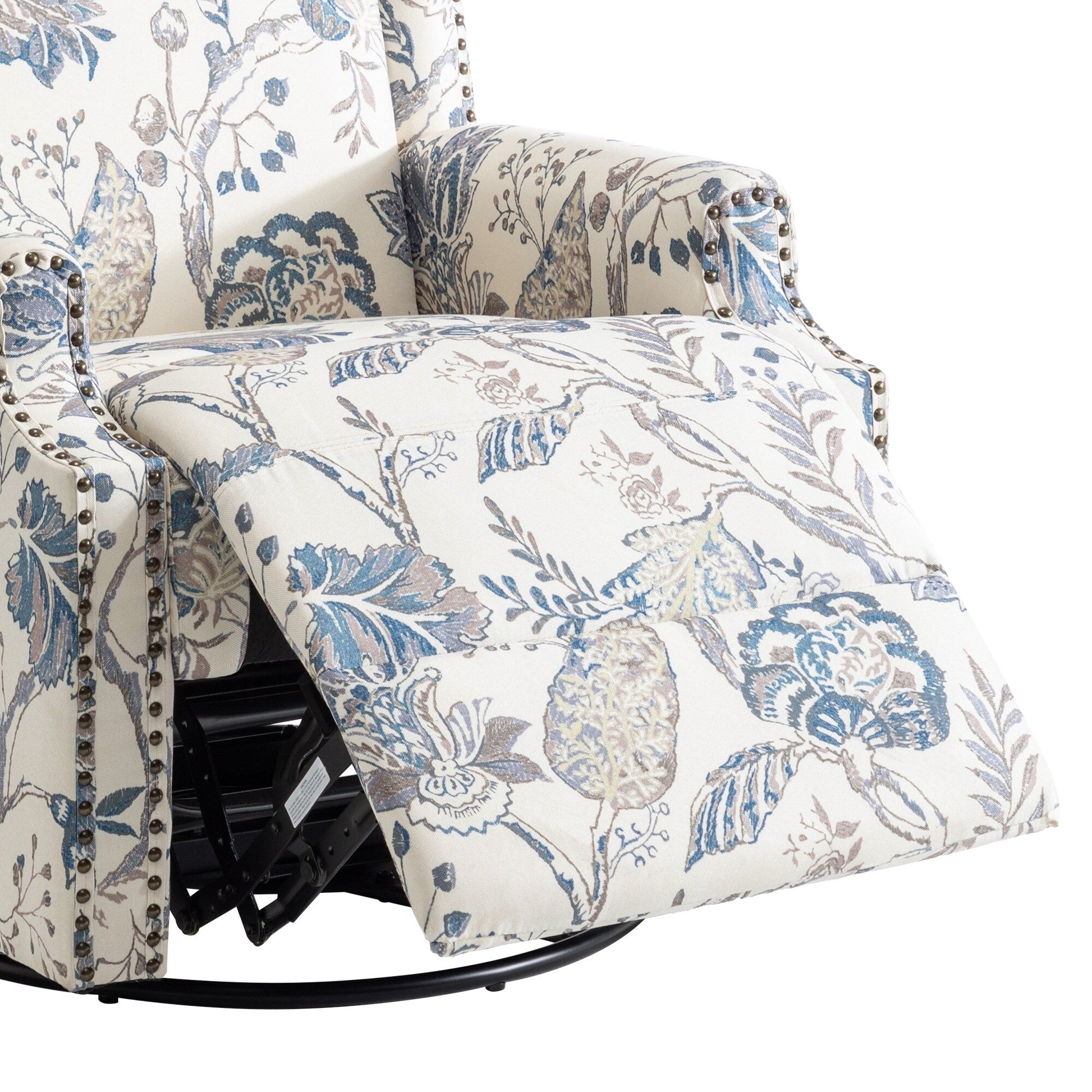 Fauteuil inclinable à bascule manuel avec dossier inclinable, motif floral, pivotant, 73,66 cm de large.