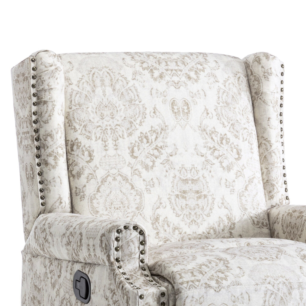 Fauteuil inclinable à bascule manuel avec dossier inclinable, motif floral, pivotant, 73,66 cm de large.