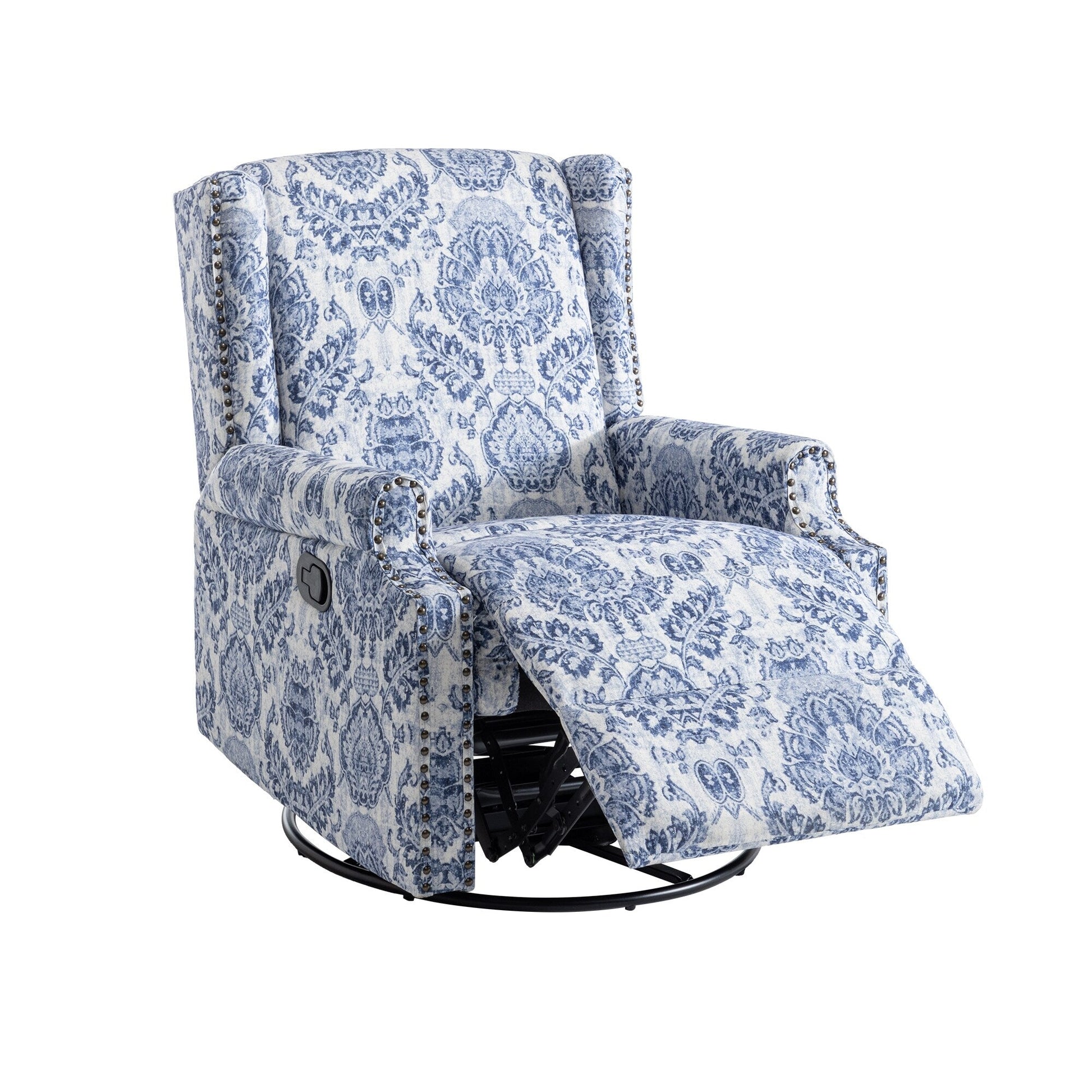 Fauteuil inclinable à bascule manuel avec dossier inclinable, motif floral, pivotant, 73,66 cm de large.