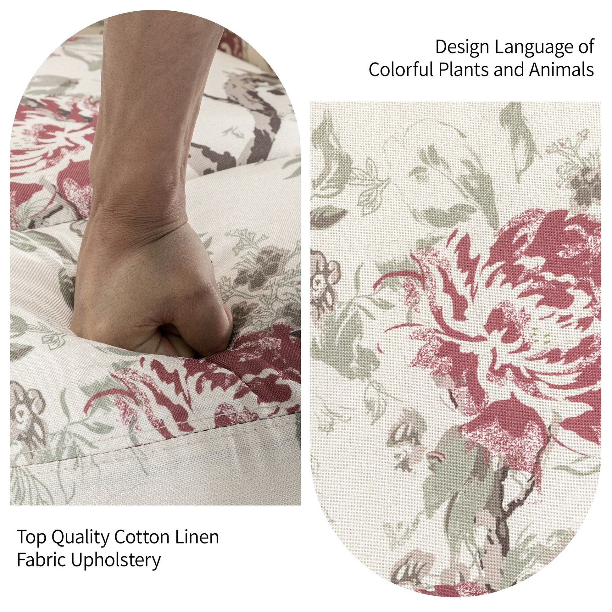 Fauteuil inclinable à bascule manuel avec dossier inclinable, motif floral, pivotant, 73,66 cm de large.