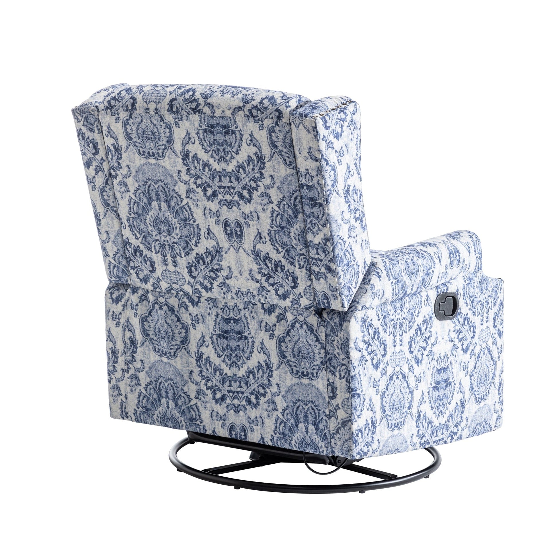 Fauteuil inclinable à bascule manuel avec dossier inclinable, motif floral, pivotant, 73,66 cm de large.