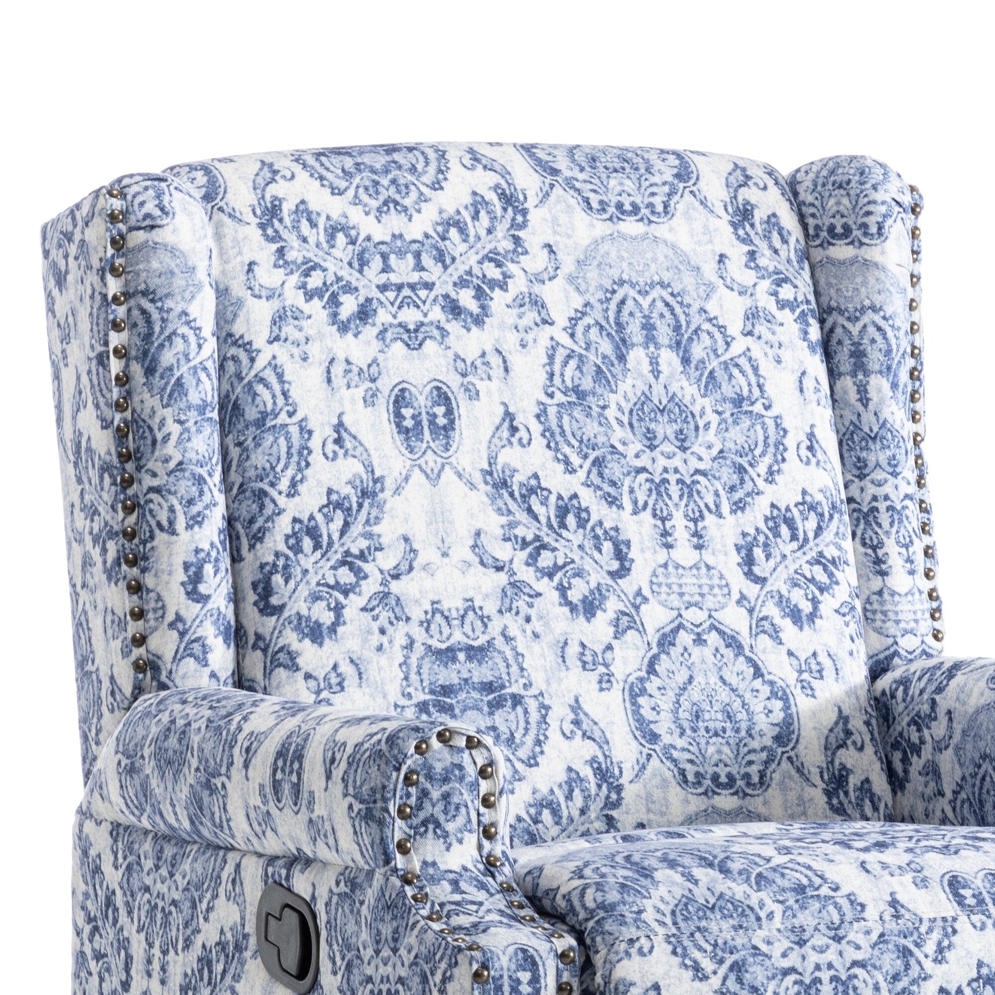 Fauteuil inclinable à bascule manuel avec dossier inclinable, motif floral, pivotant, 73,66 cm de large.
