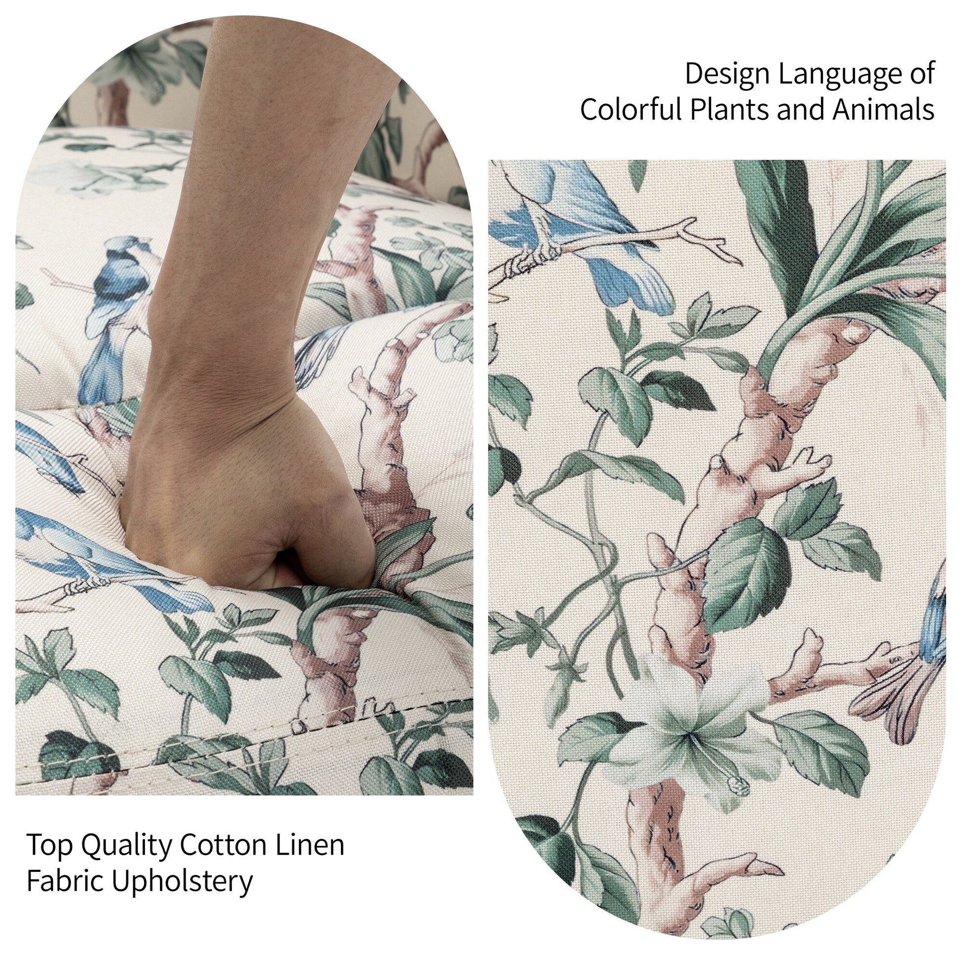 Fauteuil inclinable à bascule manuel avec dossier inclinable, motif floral, pivotant, 73,66 cm de large.